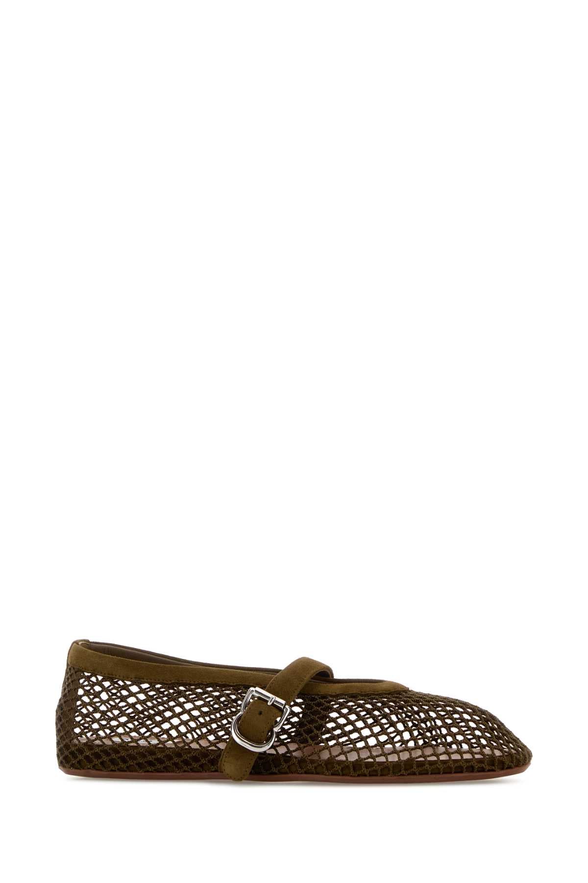 Alaia Women Olive Green Mesh Ballerinas ALAIA
