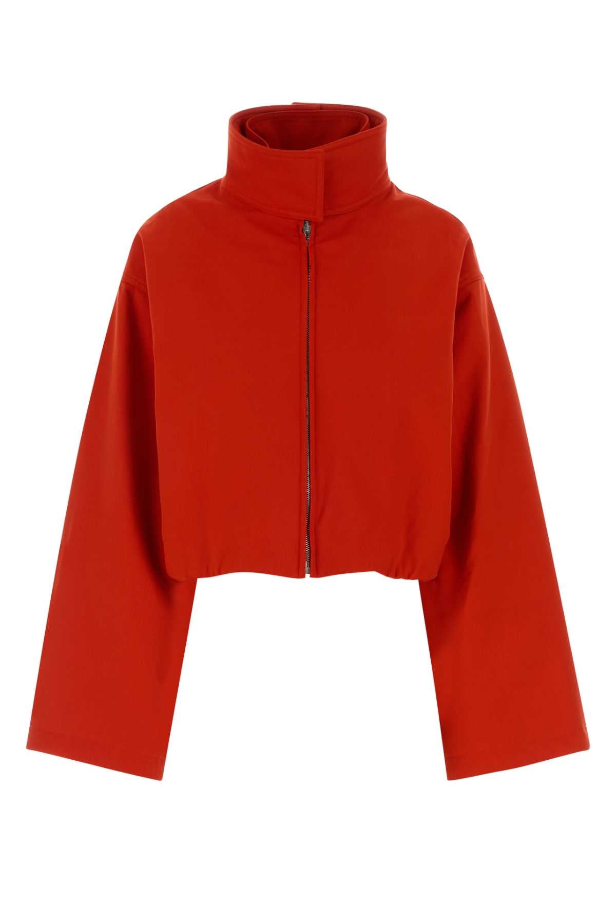 Alaia Women Red Cotton Bomber Jacket ALAIA