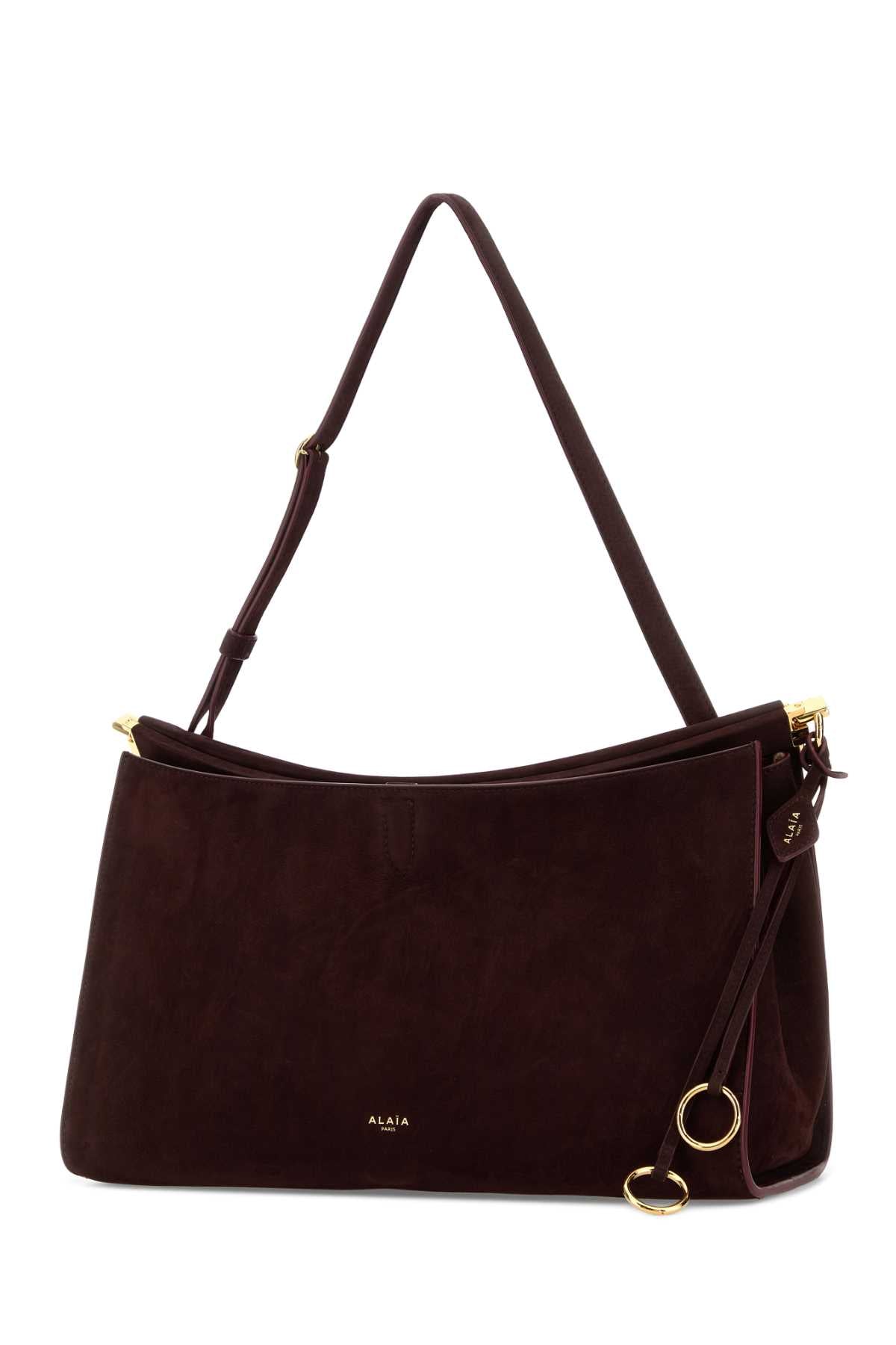 Alaia Women Aubergine Suede Large East West Shoulder Bag ALAIA
