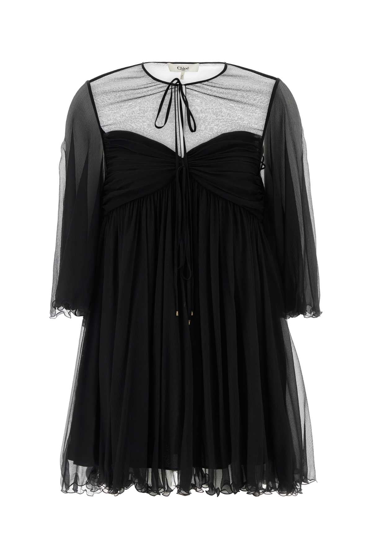 Chloe Women Black Georgette Mini Dress CHLOE