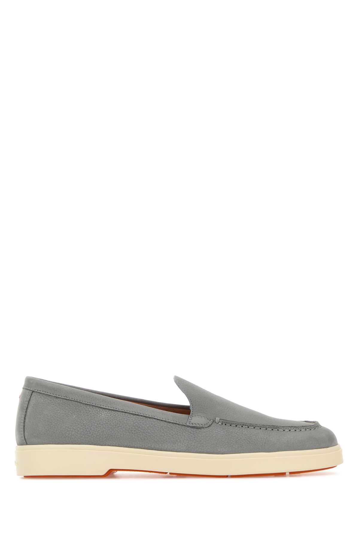 Santoni Women Grey Suede Yalta Loafers SANTONI