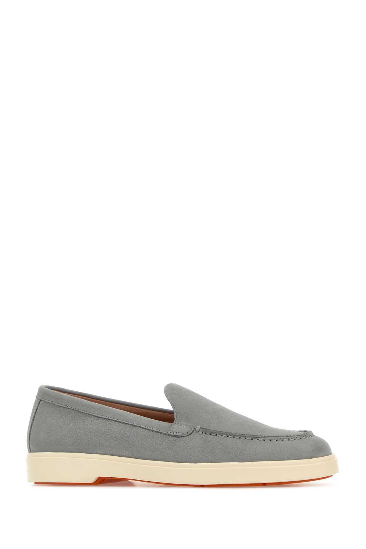 Santoni Women Grey Suede Yalta Loafers SANTONI
