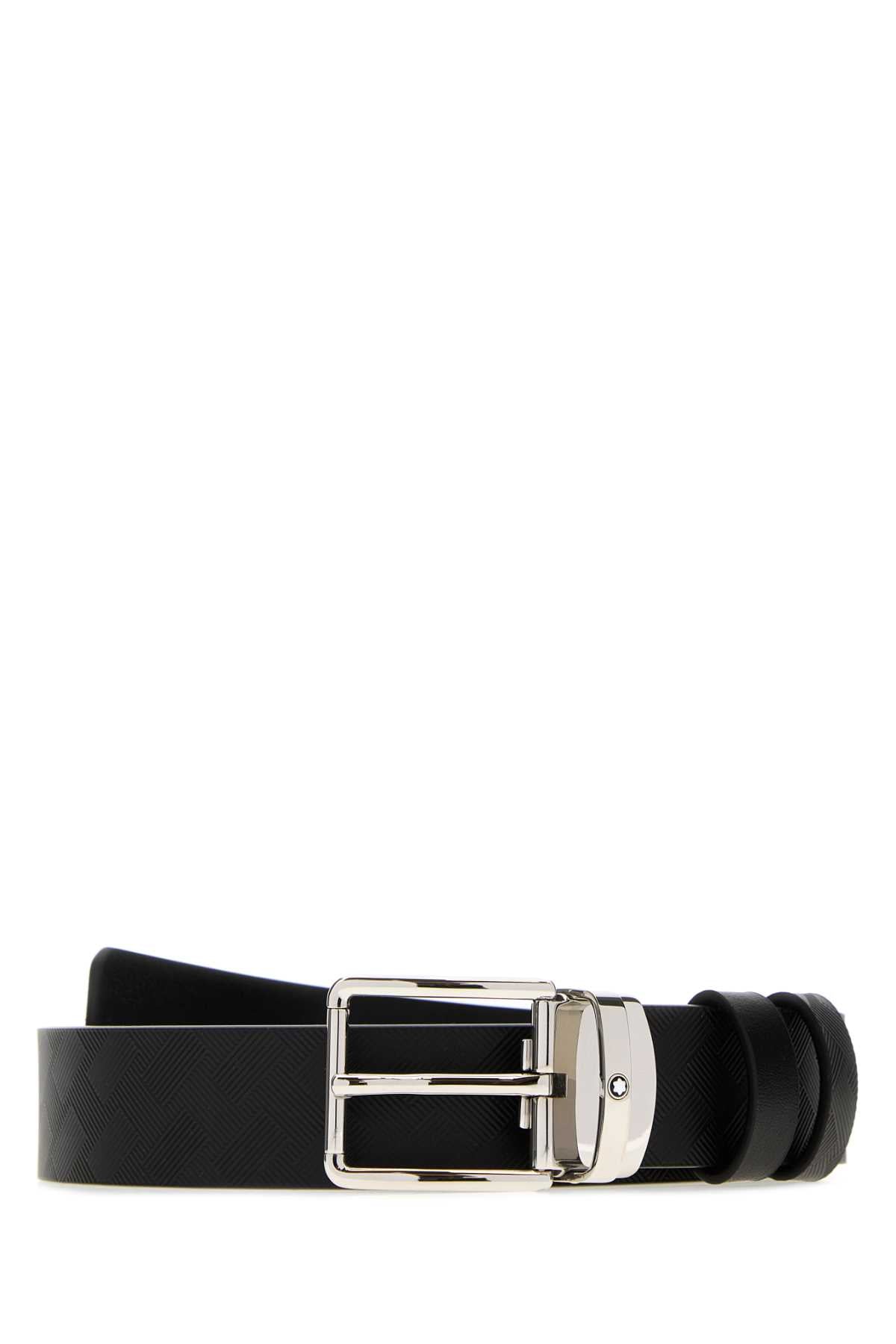 Montblanc Men Black Leather Reversible Belt MONTBLANC