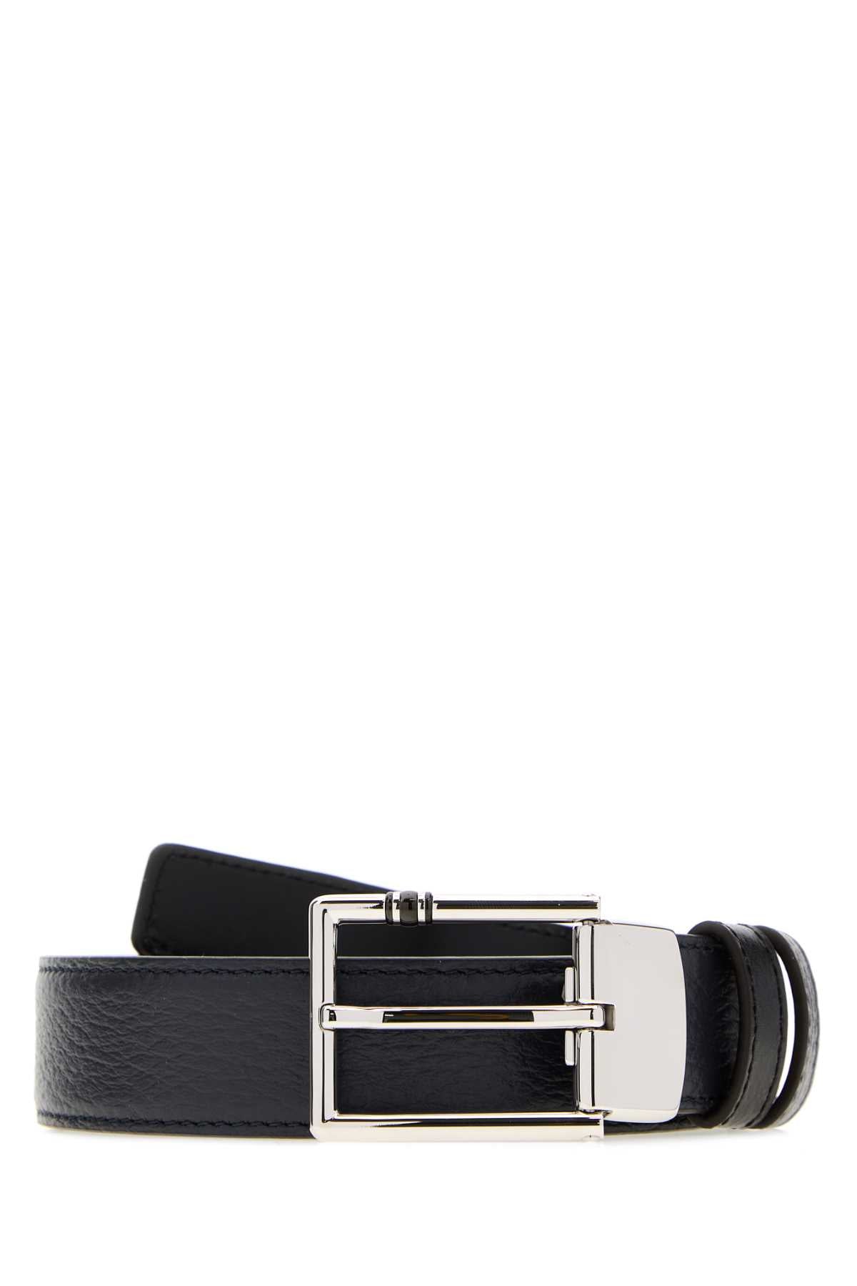 Montblanc Men Midnight Blue Leather Reversible Belt MONTBLANC