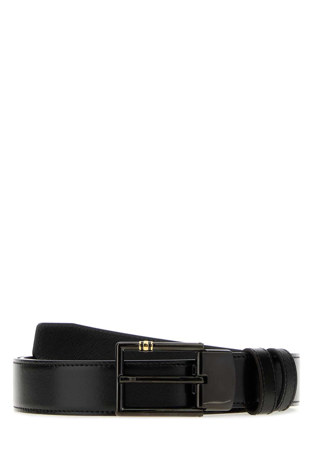 Montblanc Men Black Leather Reversible Belt MONTBLANC