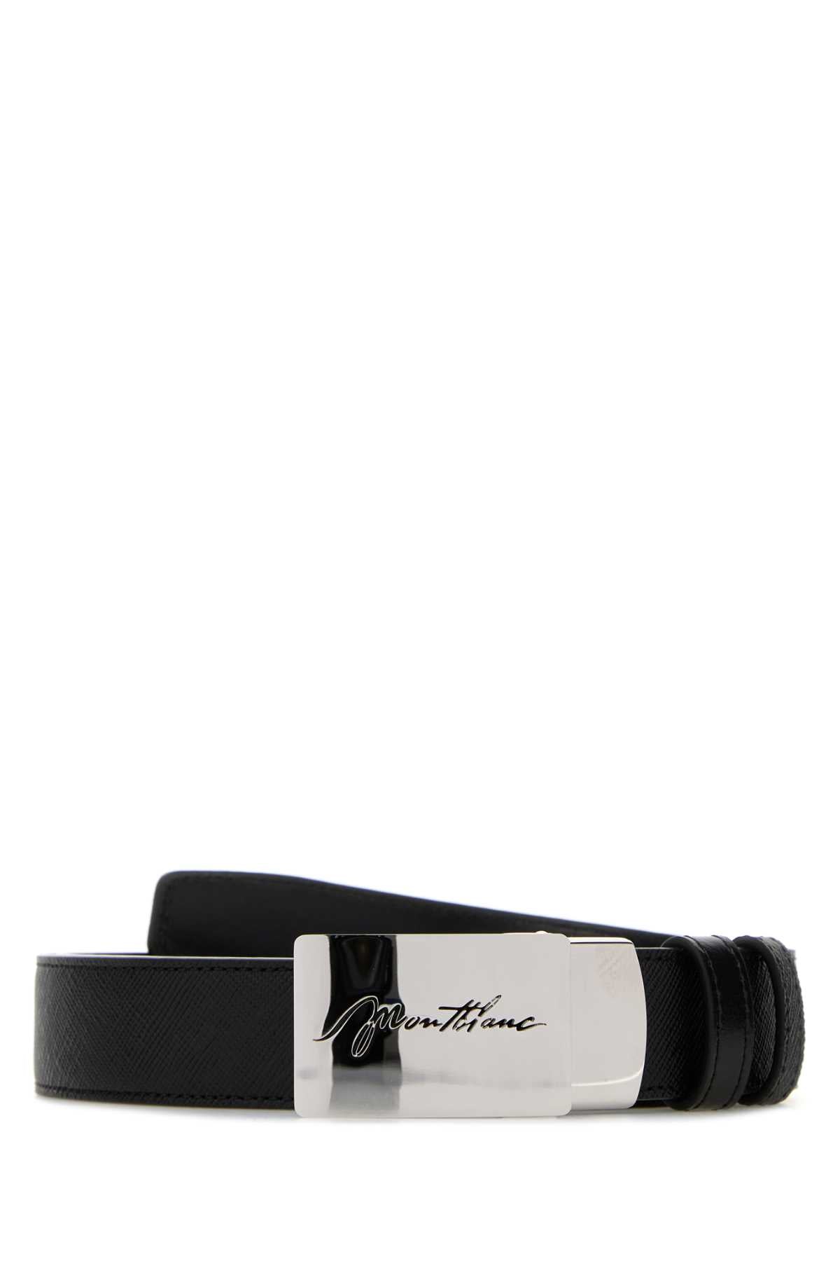 Montblanc Men Black Leather Reversible Belt MONTBLANC