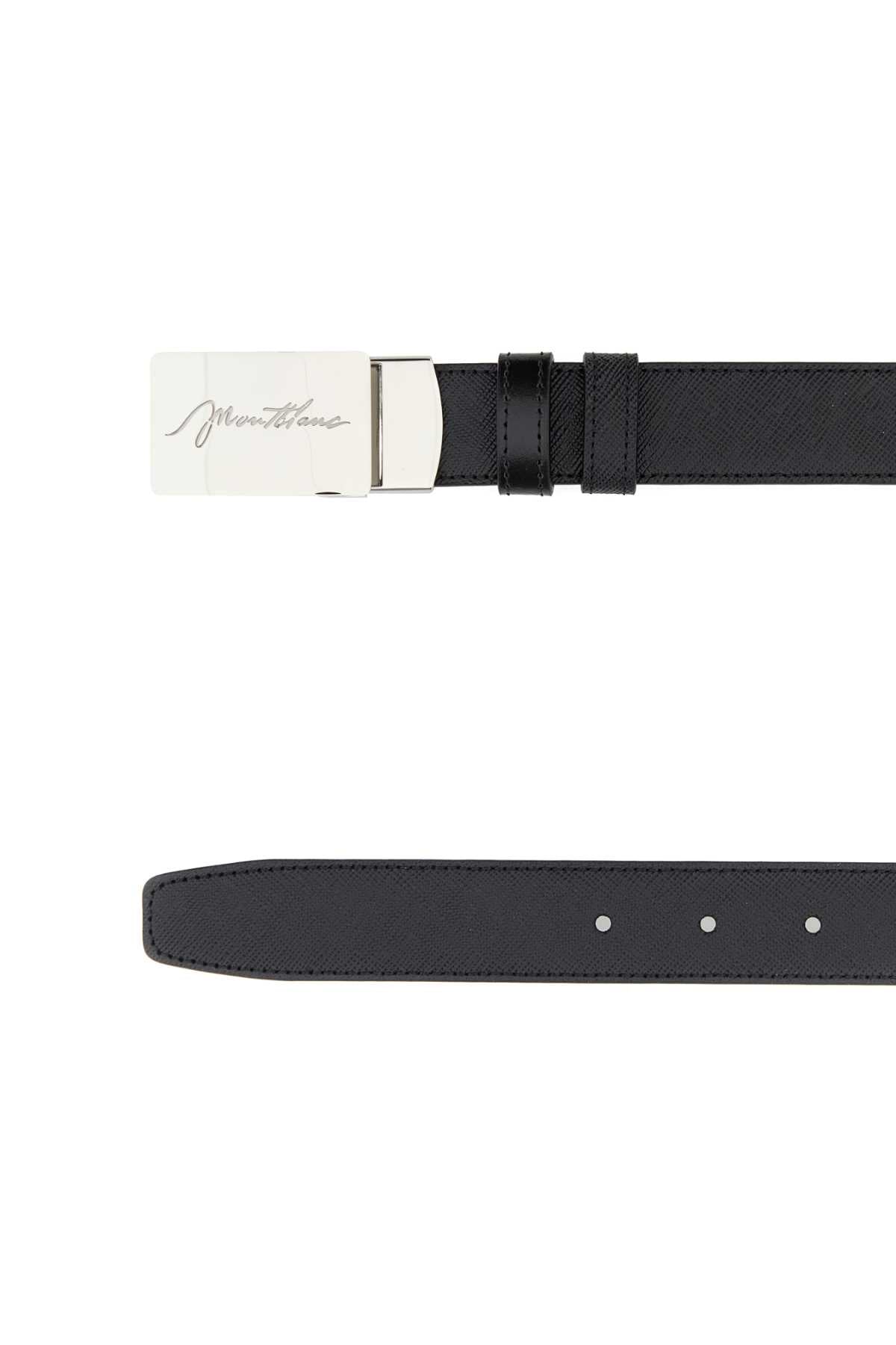 Montblanc Men Black Leather Reversible Belt MONTBLANC