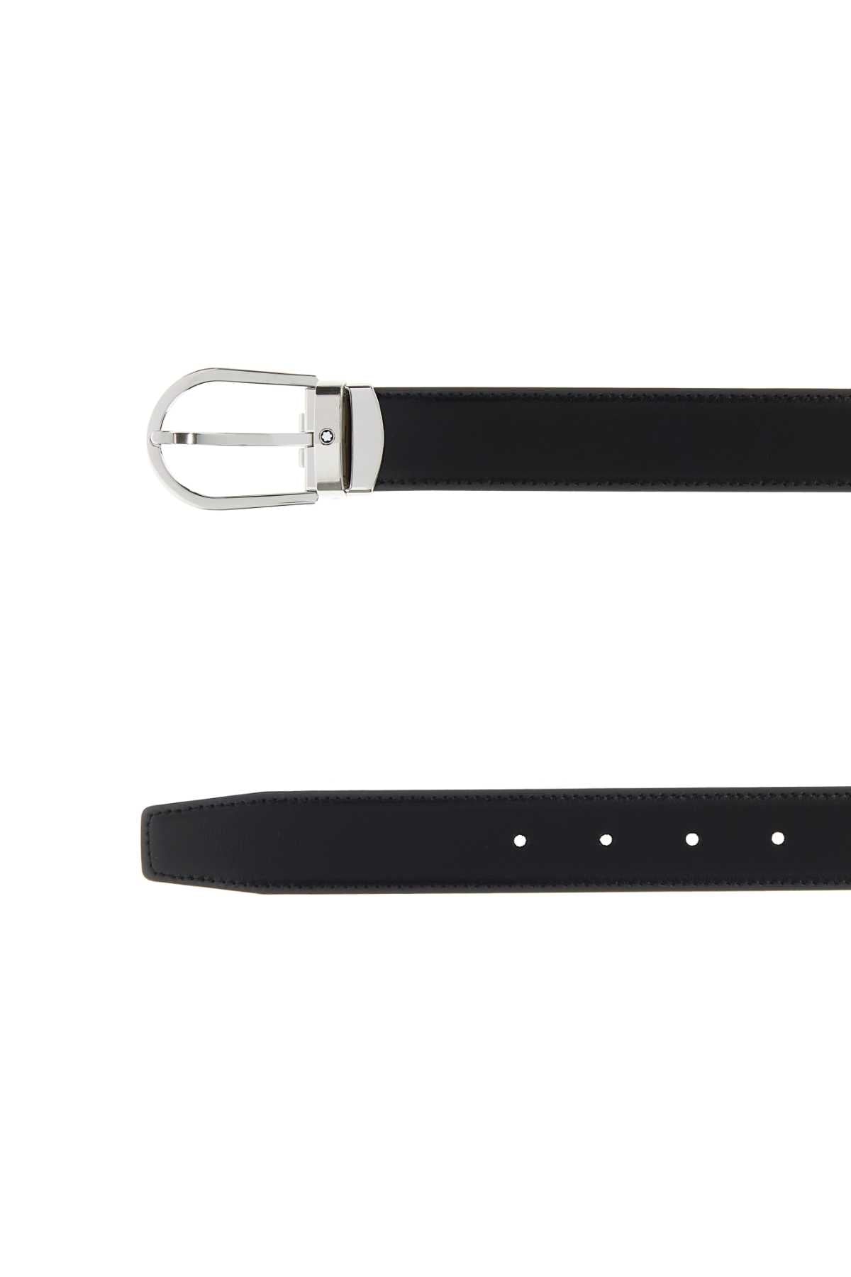 Montblanc Men Black Leather Reversible Belt MONTBLANC