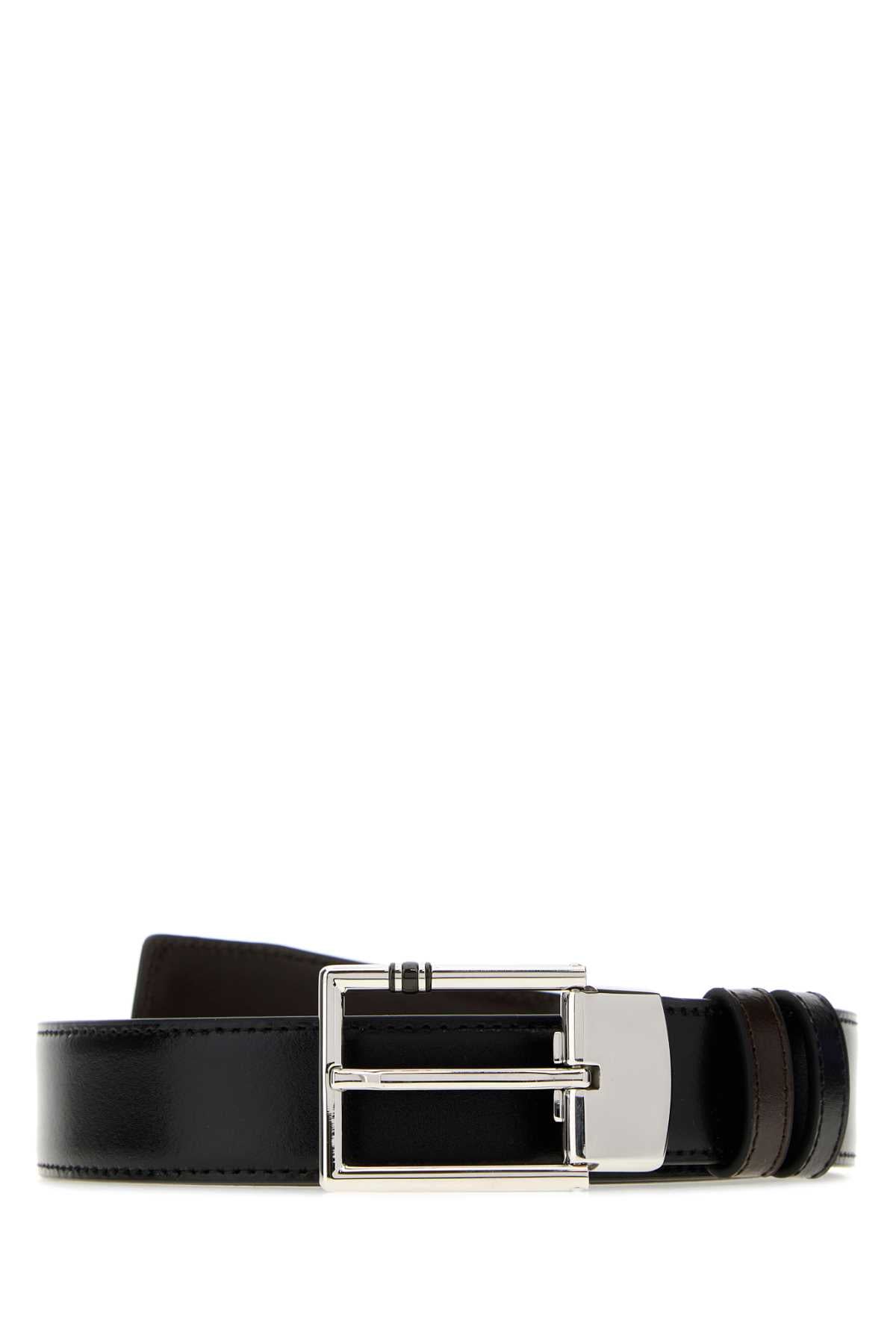 Montblanc Men Black Leather Reversible Belt MONTBLANC
