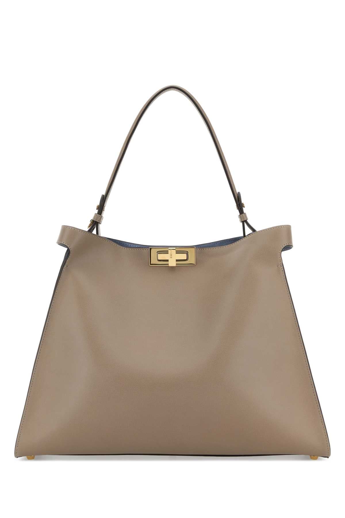 Fendi Women Dove Grey Leather Large Fendi Way Shoulder Bag FENDI