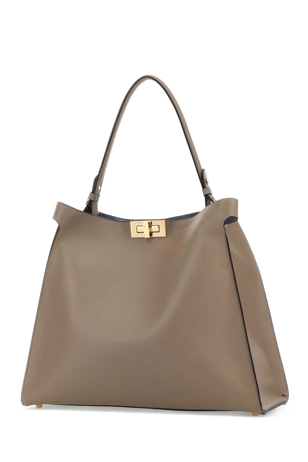 Fendi Women Dove Grey Leather Large Fendi Way Shoulder Bag FENDI