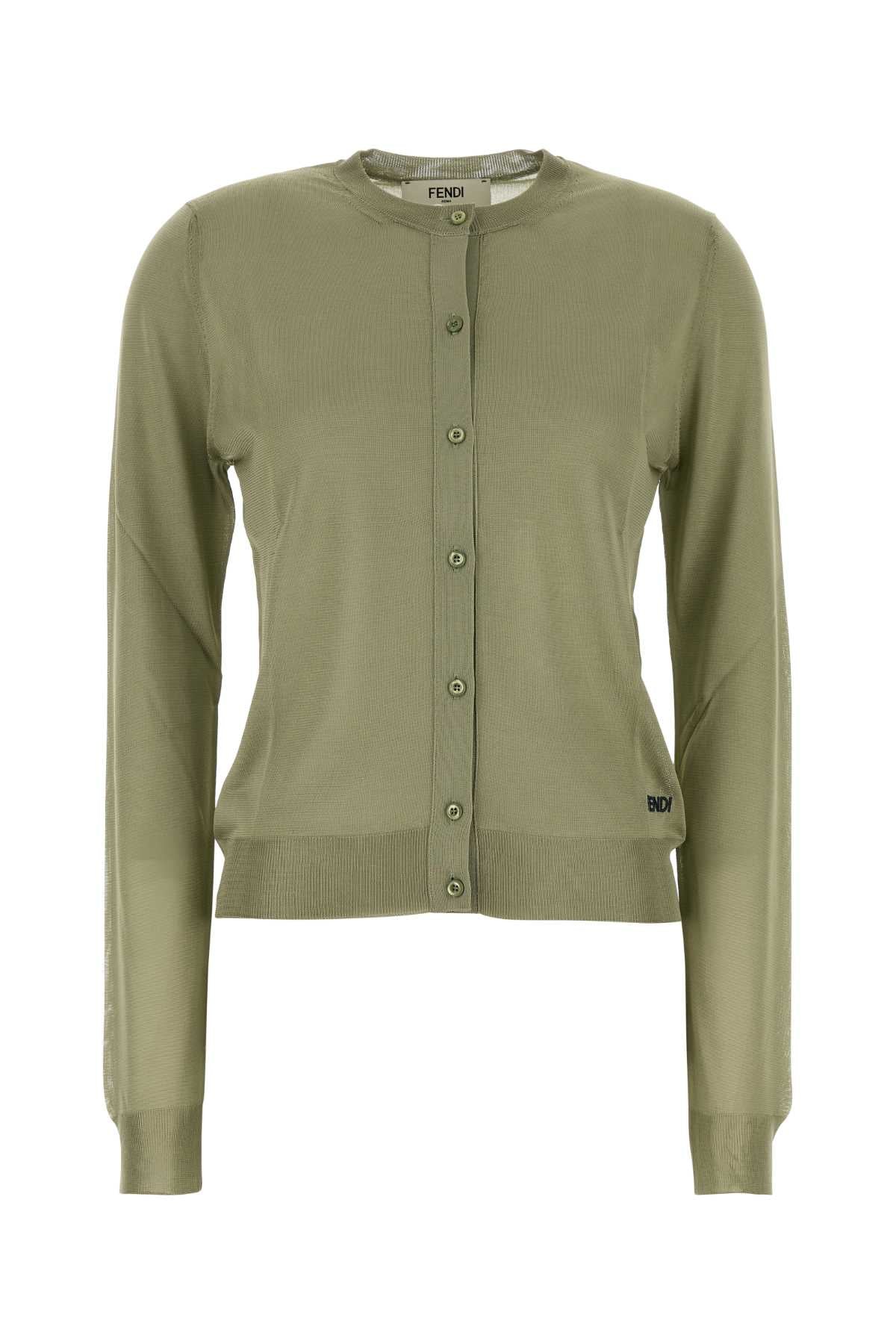 Fendi Women Sage Green Stretch Viscose Blend Cardigan FENDI