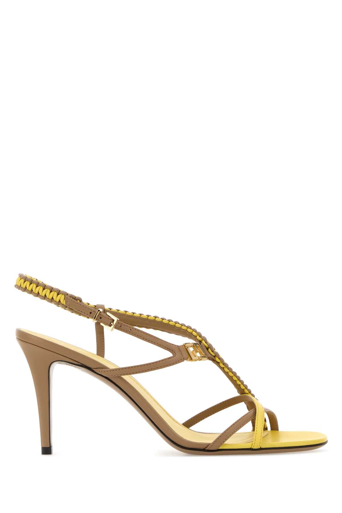 Fendi Women Two-Tone Leather Ffold Sandals FENDI