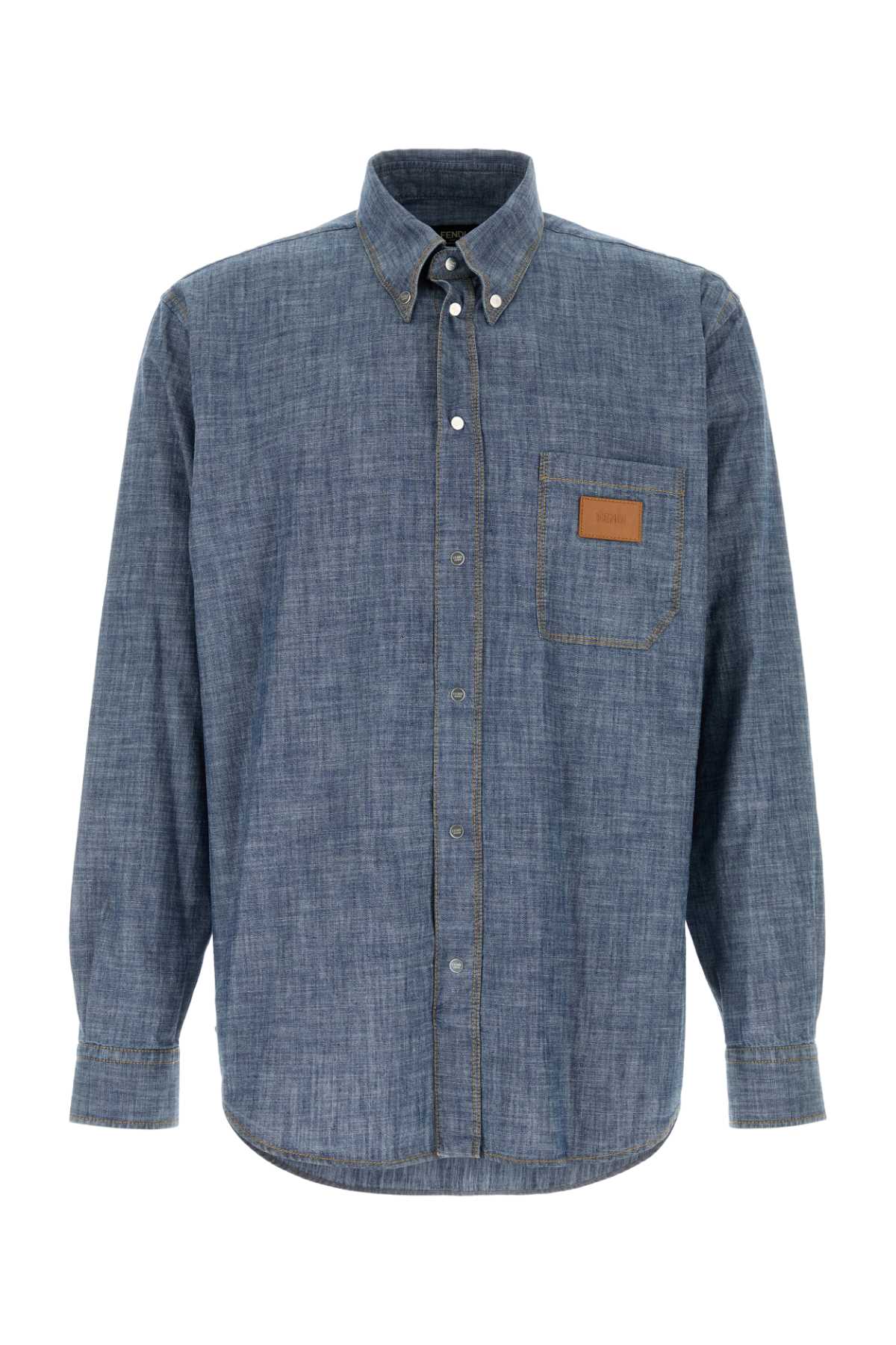 Fendi Men Light-Blue Chambray Shirt FENDI