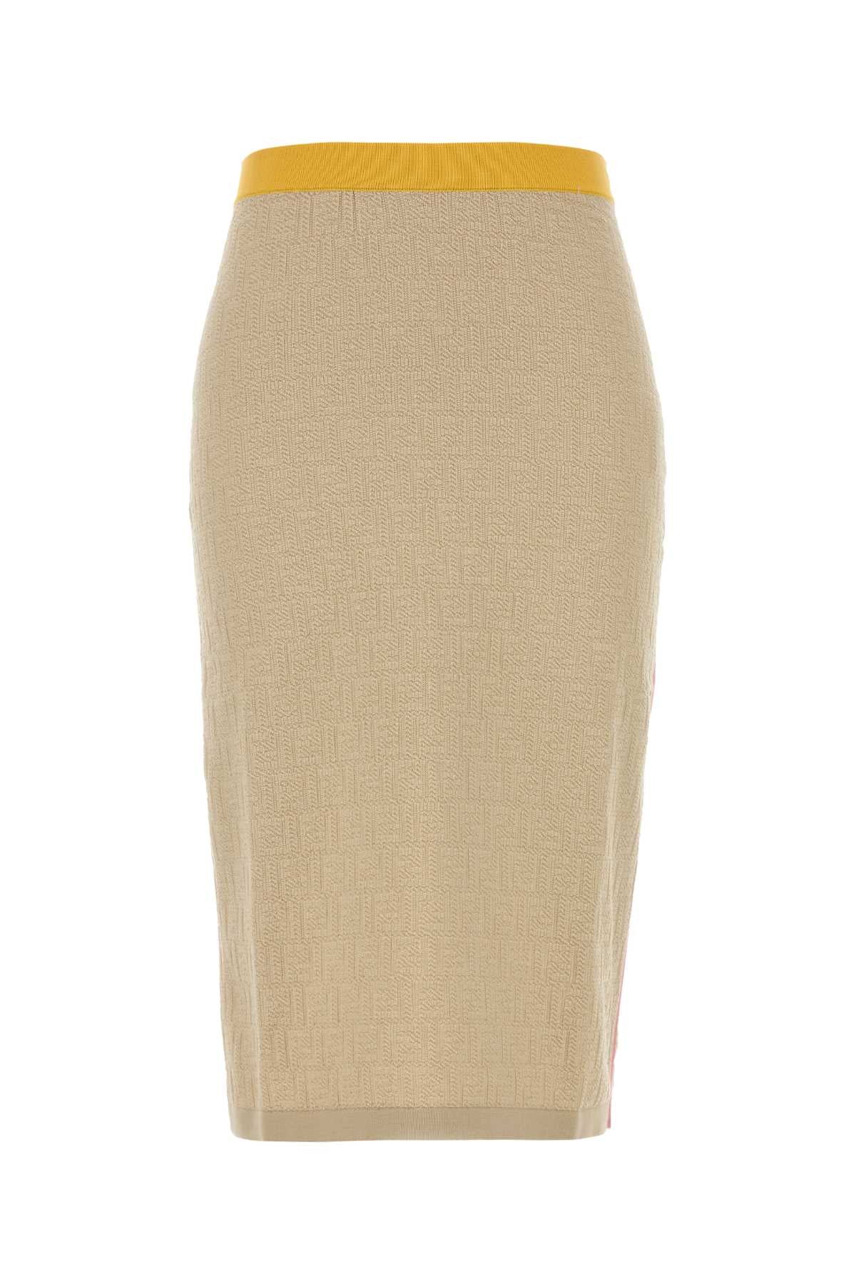 Fendi Women Sand Stretch Cotton Blend Skirt FENDI