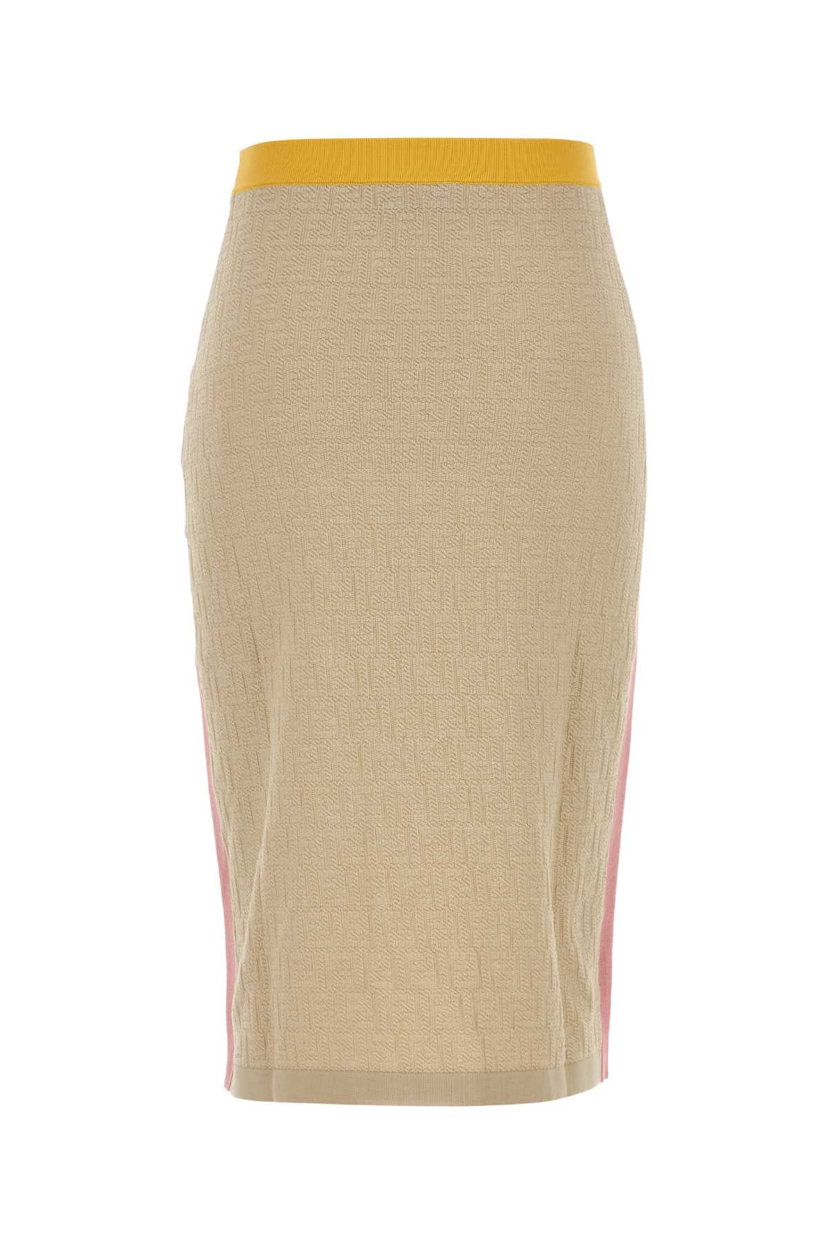 Fendi Women Sand Stretch Cotton Blend Skirt FENDI