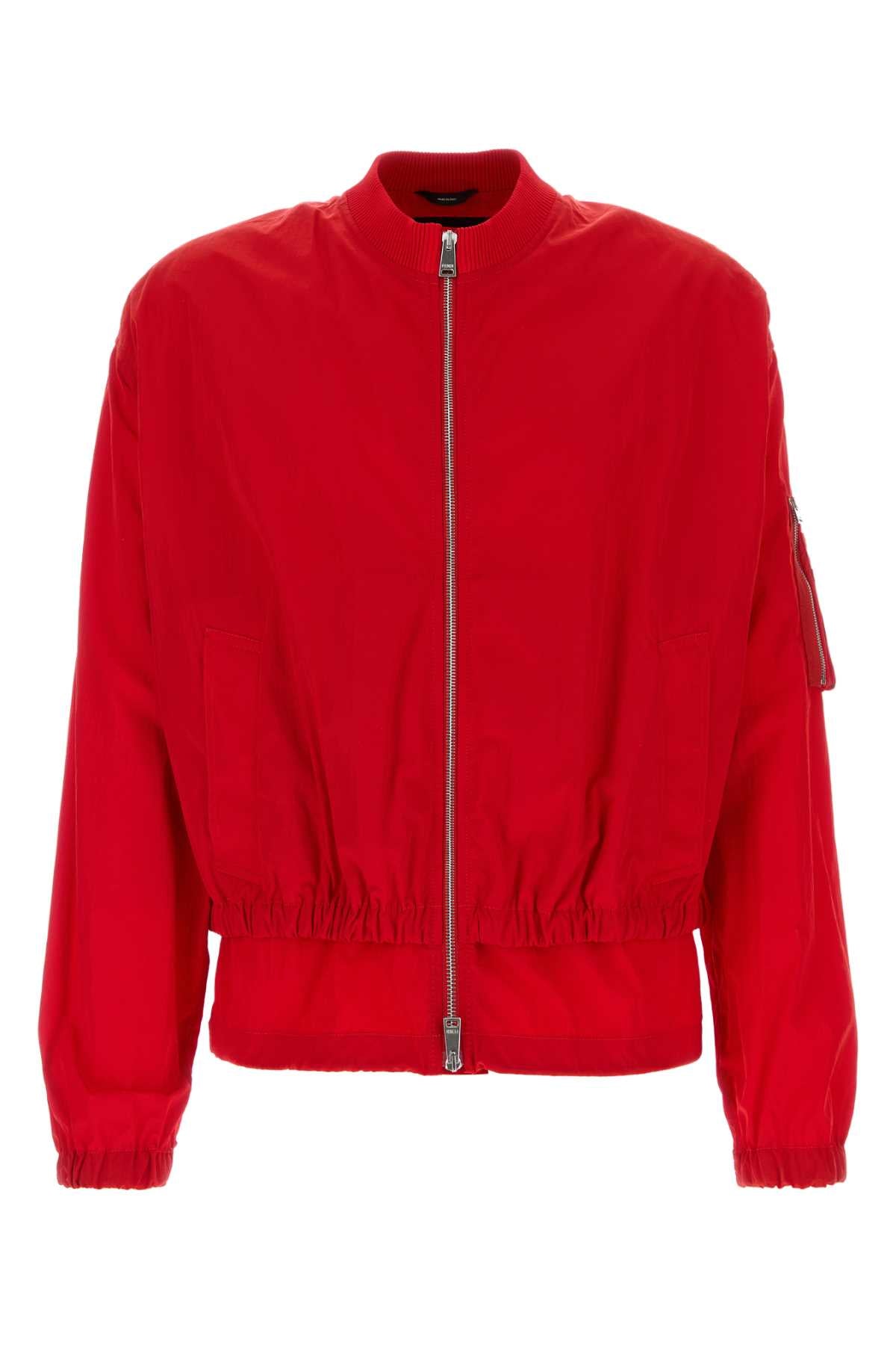 Fendi Men Red Nylon Bomber Jacket FENDI