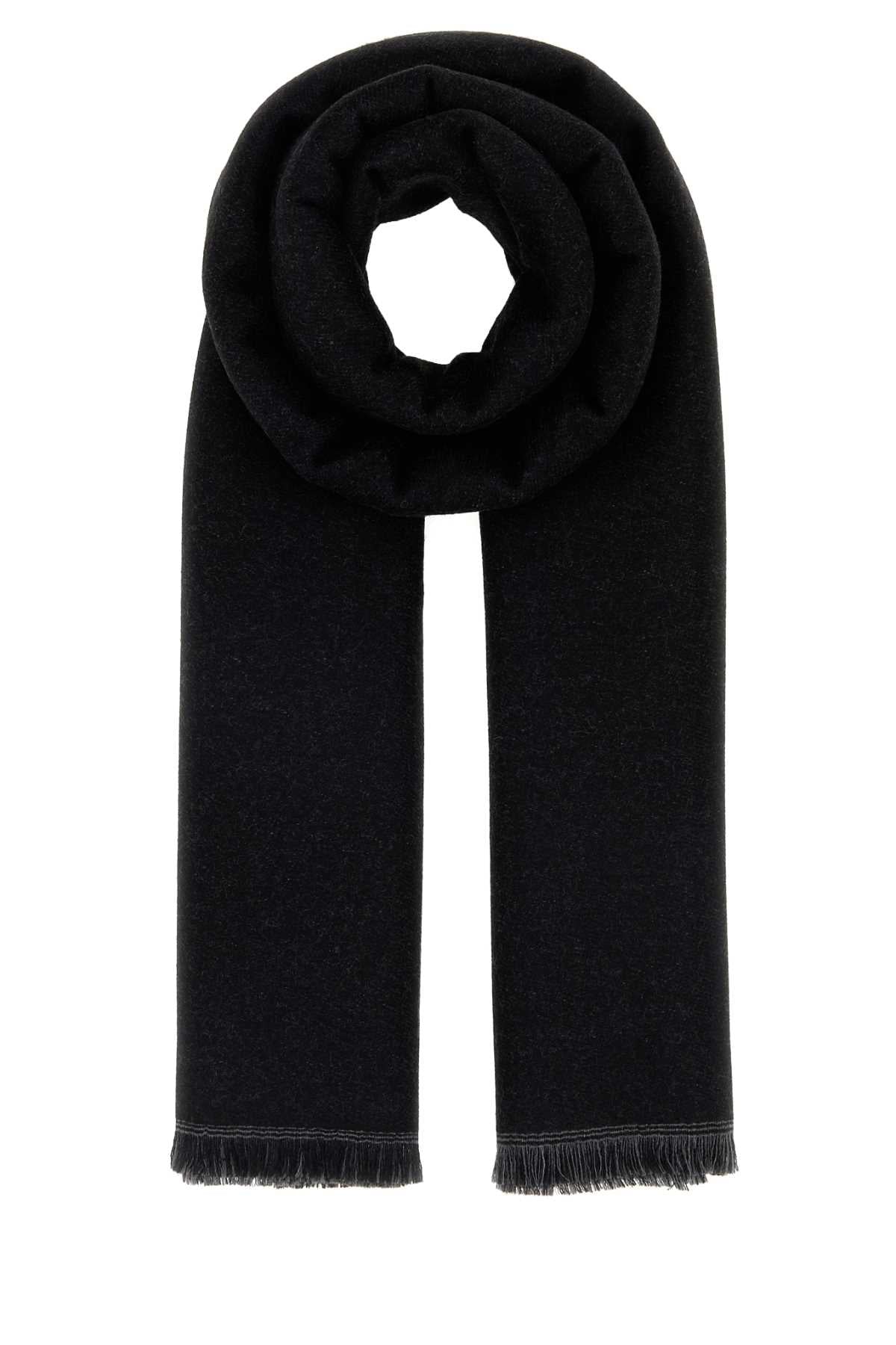 Fendi Men Black Wool Scarf FENDI