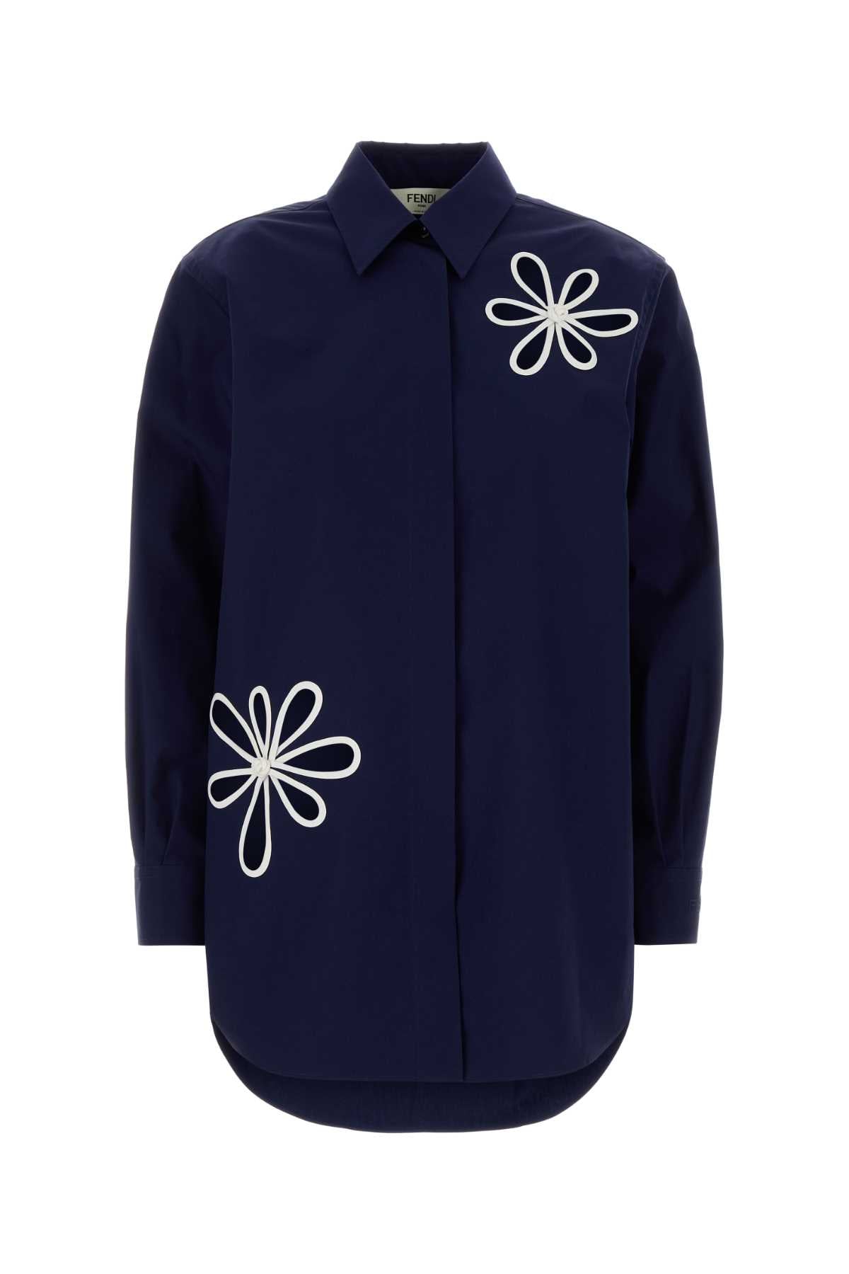 Fendi Women Navy Blue Poplin Shirt FENDI