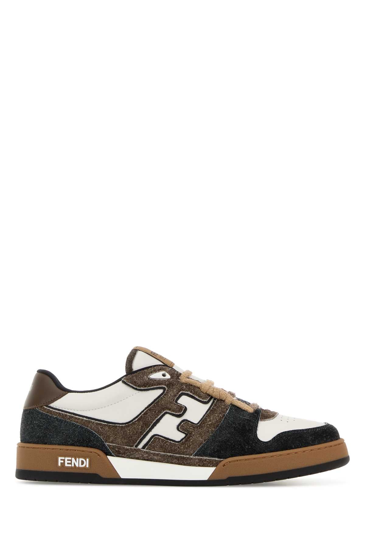 Fendi Men Multicolor Leather And Suede Fendi Match Sneakers FENDI