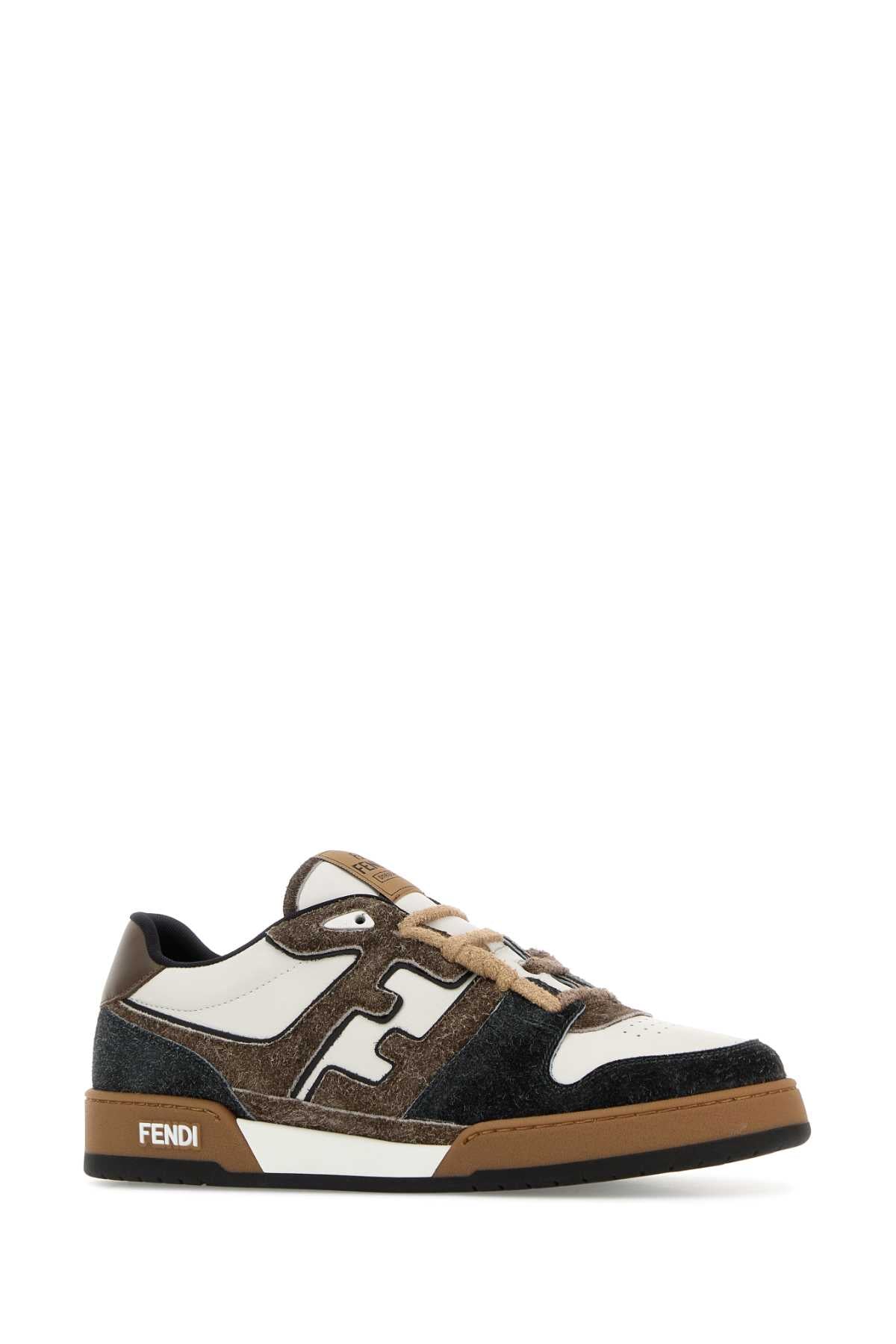 Fendi Men Multicolor Leather And Suede Fendi Match Sneakers FENDI