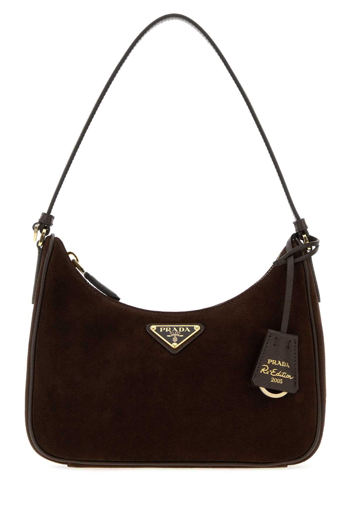 Prada Women Brown Suede Prada Re-Edition 2005 Shoulder Bag PRADA
