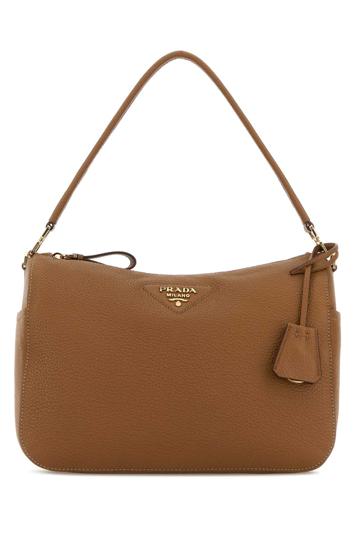 Prada Women Camel Leather Medium Shoulder Bag PRADA