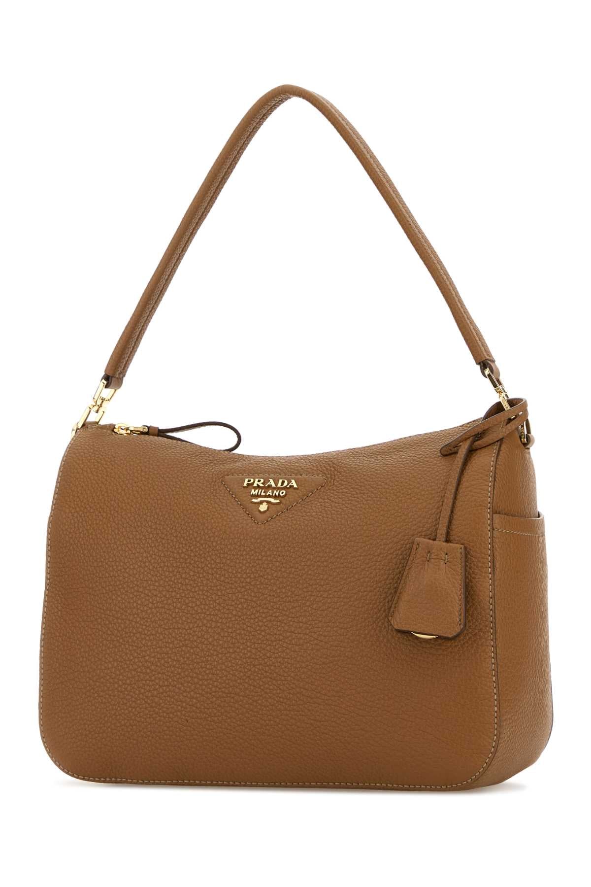 Prada Women Camel Leather Medium Shoulder Bag PRADA