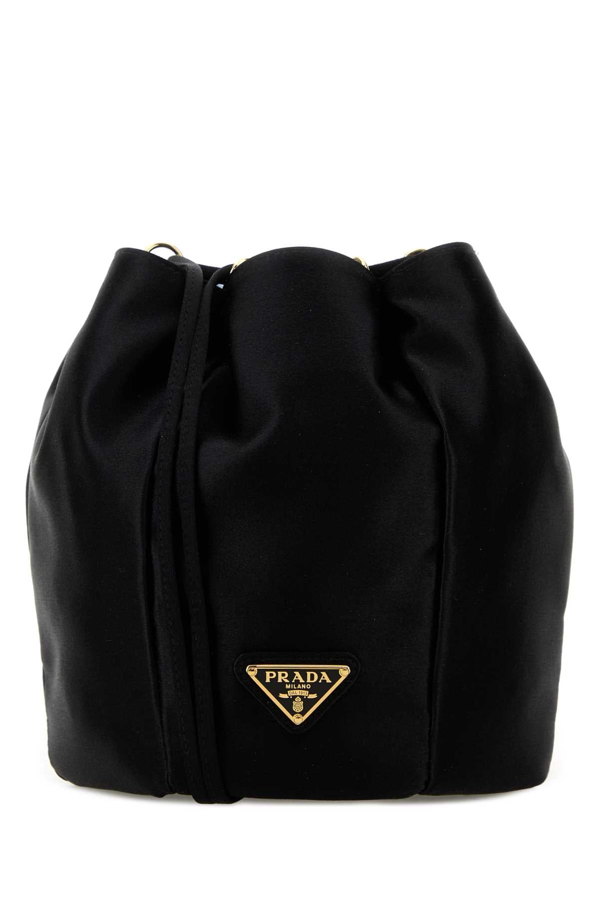 Prada Women Black Satin Bucket Bag PRADA