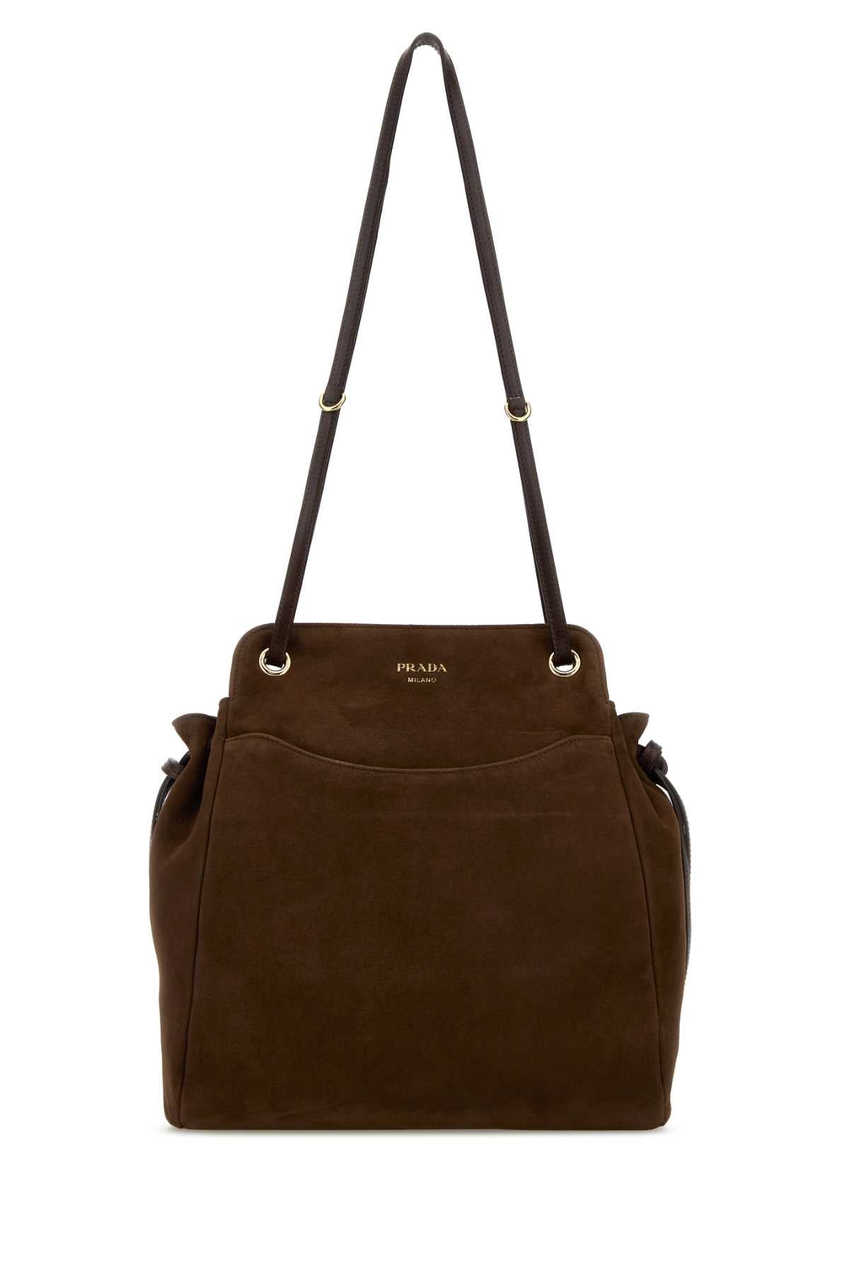 Prada Women Brow Suede Medium Prada Carry Bucket Bag PRADA