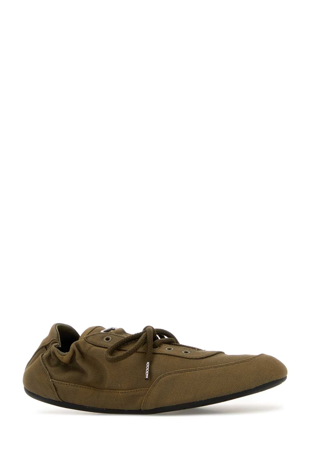 Prada Women Army Green Canvas Collapse Sneakers PRADA