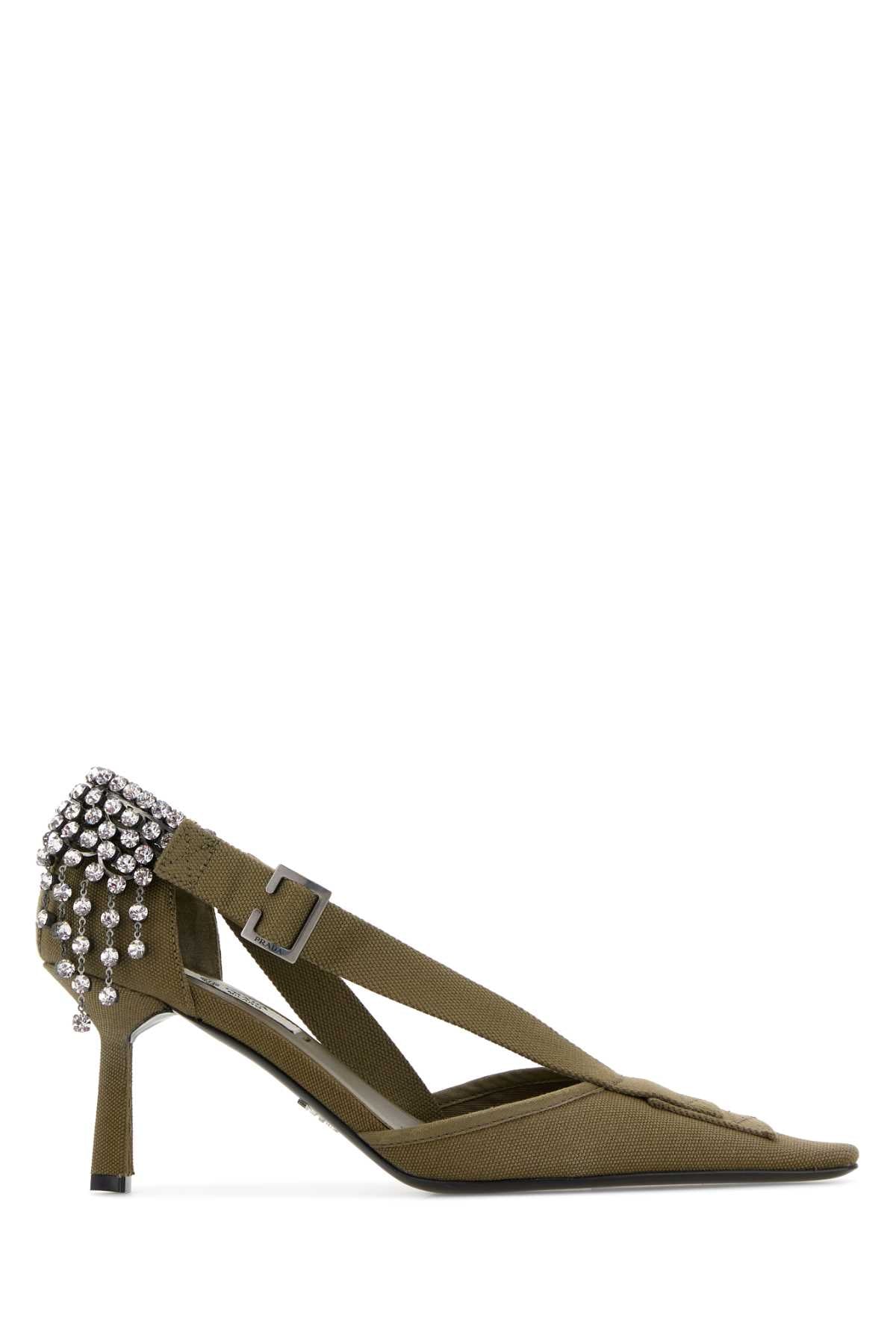 Prada Women Army Green Canvas Pumps PRADA