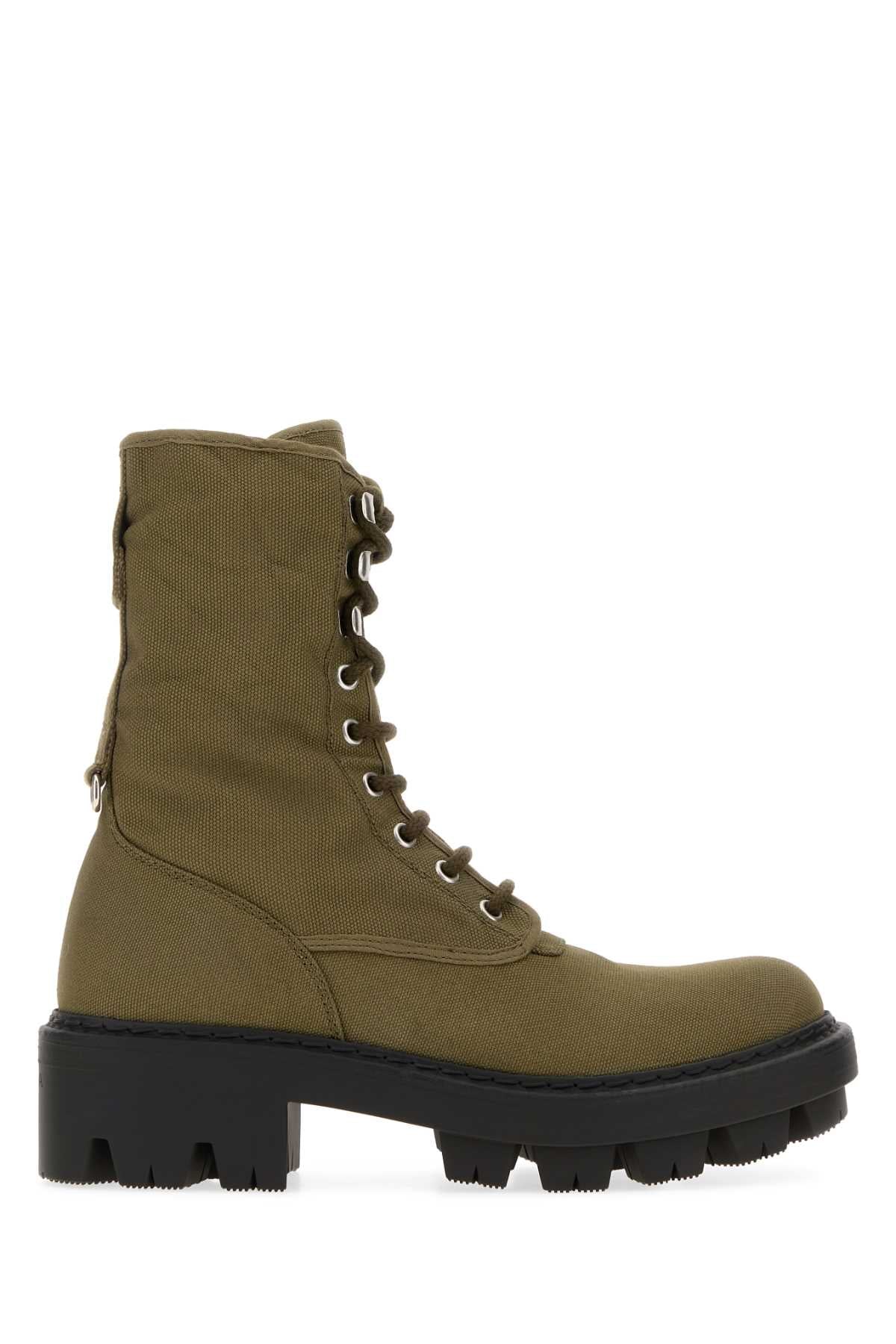 Prada Women Olive Green Canvas Boots PRADA