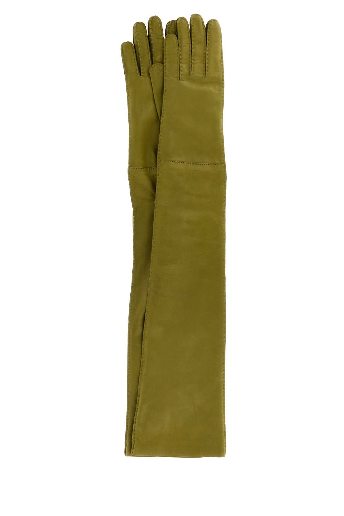 Prada Women Green Nappa Gloves PRADA