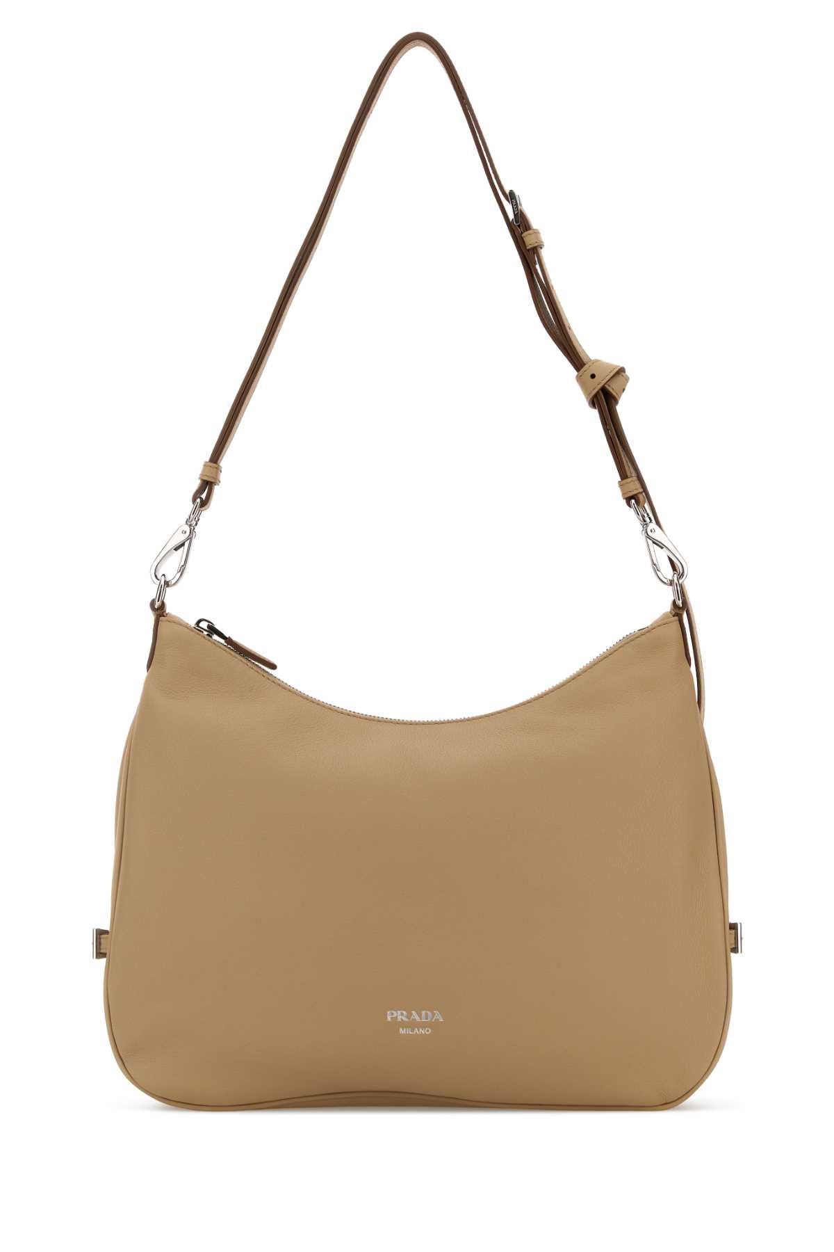 Prada Women Beige Leather Large Prada Fold Shopping Bag PRADA