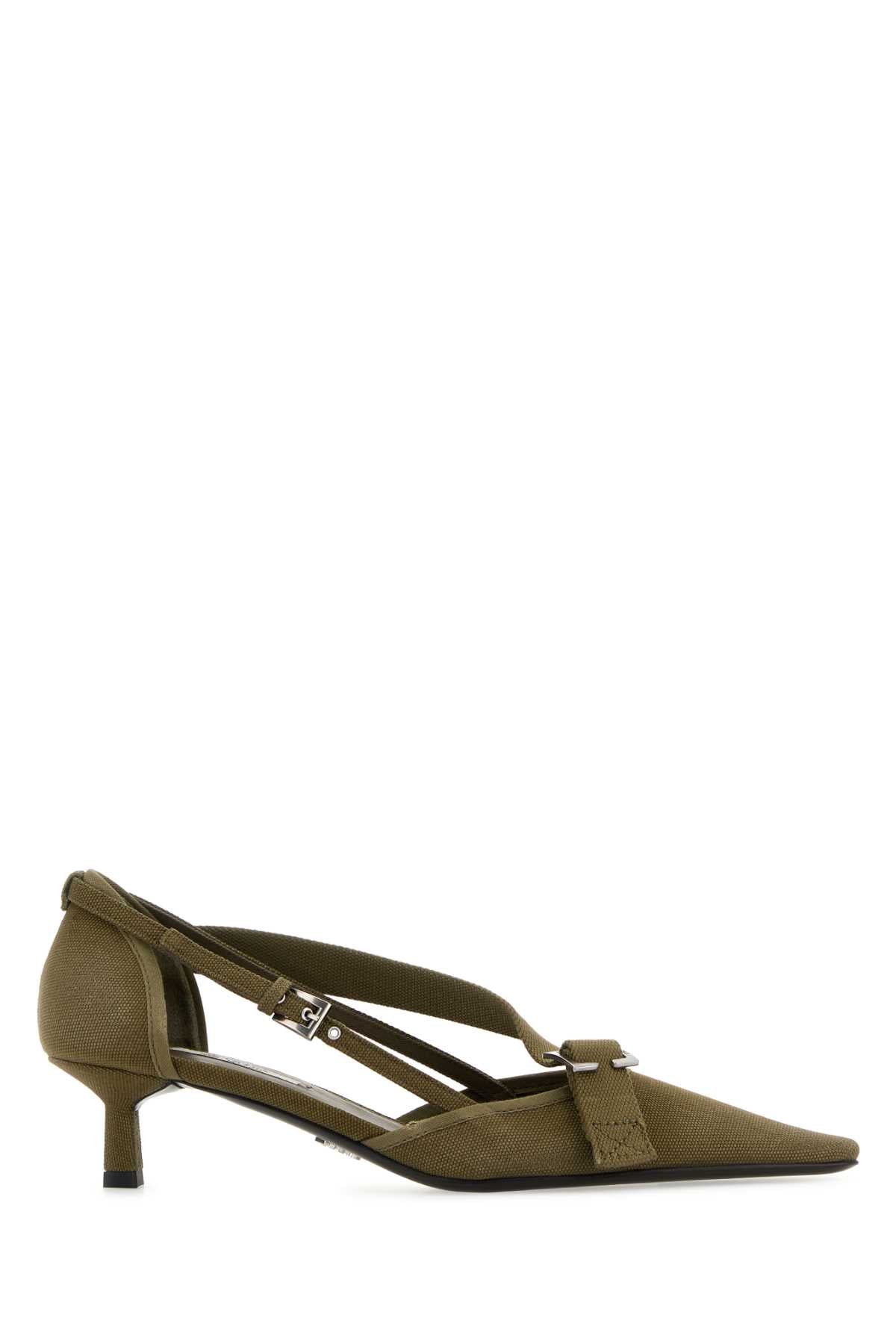 Prada Women Army Green Canvas Pumps PRADA