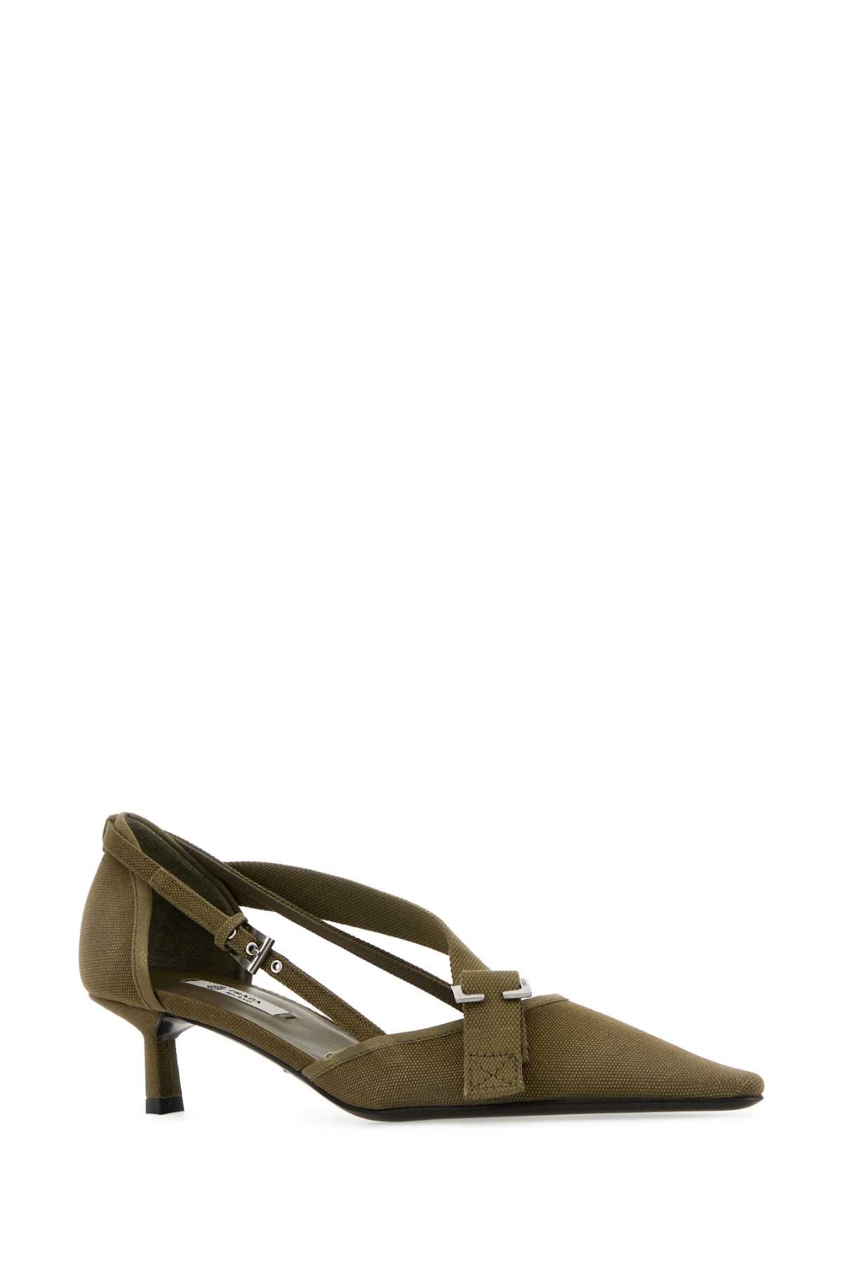 Prada Women Army Green Canvas Pumps PRADA