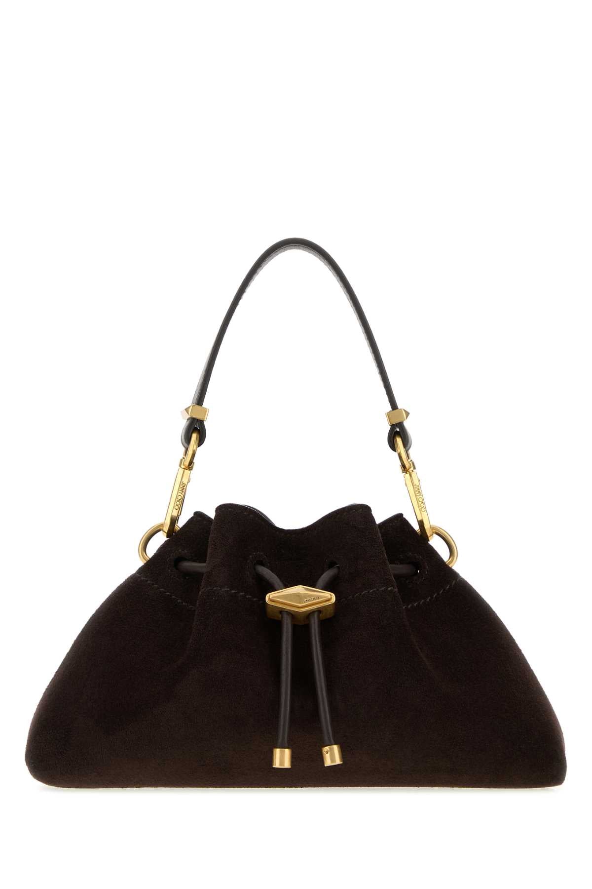 Jimmy Choo Women Dark Brown Suede Small Cinch Bucket Bag JIMMY CHOO