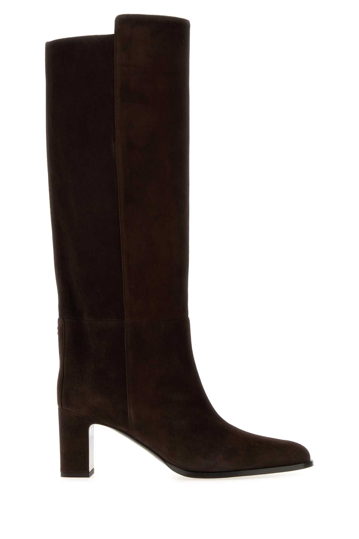 Jimmy Choo Women Chocolate Suede Caly Boots JIMMY CHOO