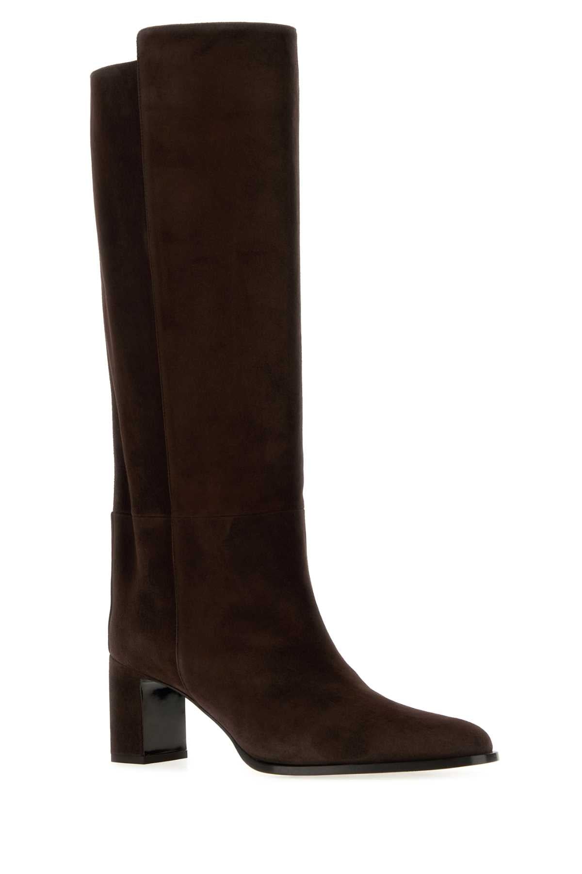 Jimmy Choo Women Chocolate Suede Caly Boots JIMMY CHOO