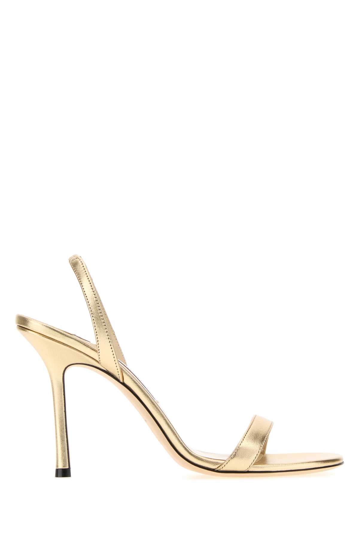 Jimmy Choo Women Gold Nappa Leather Jenn Sandals JIMMY CHOO