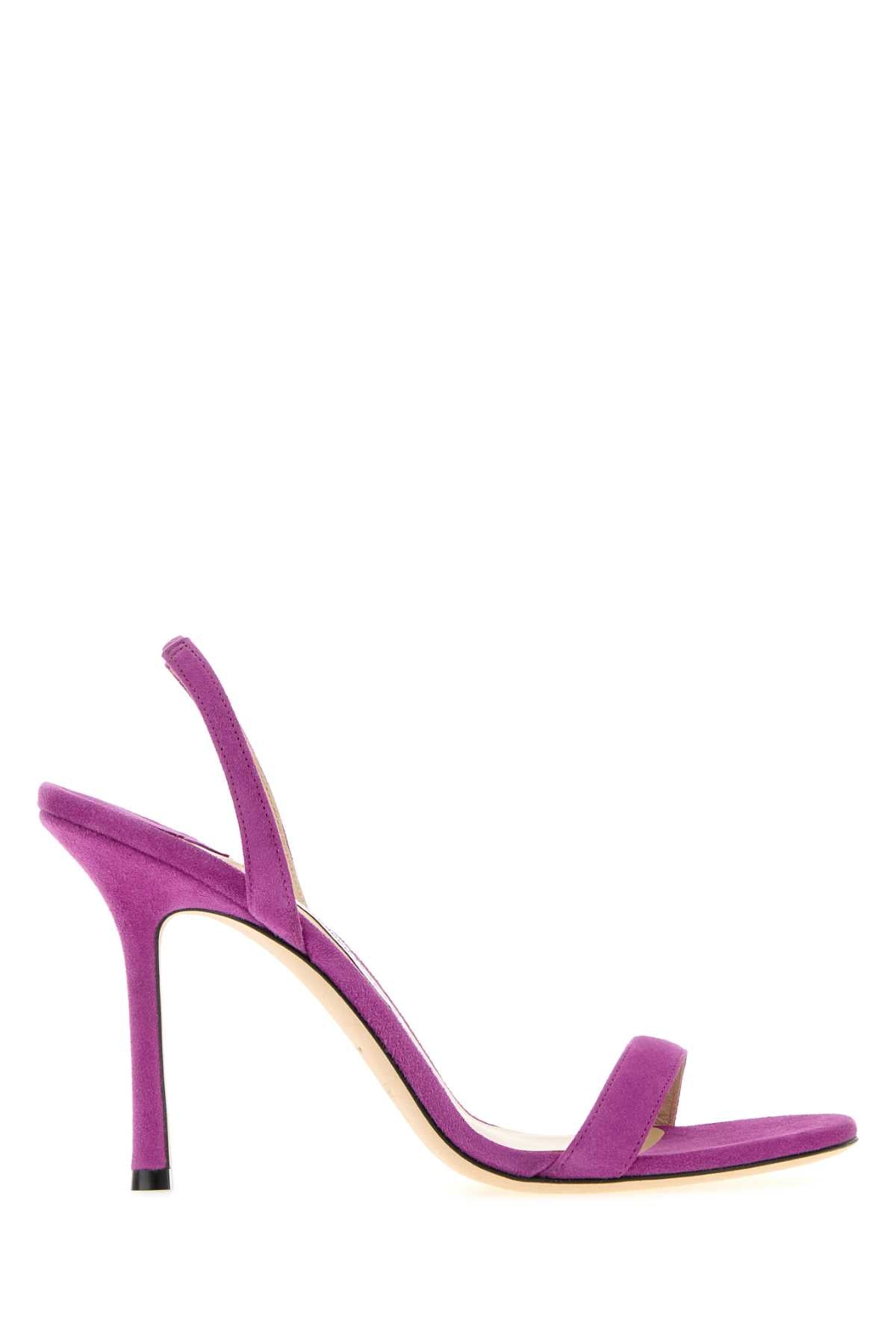 Jimmy Choo Women Tyrian Purple Suede Jenn Sandals JIMMY CHOO