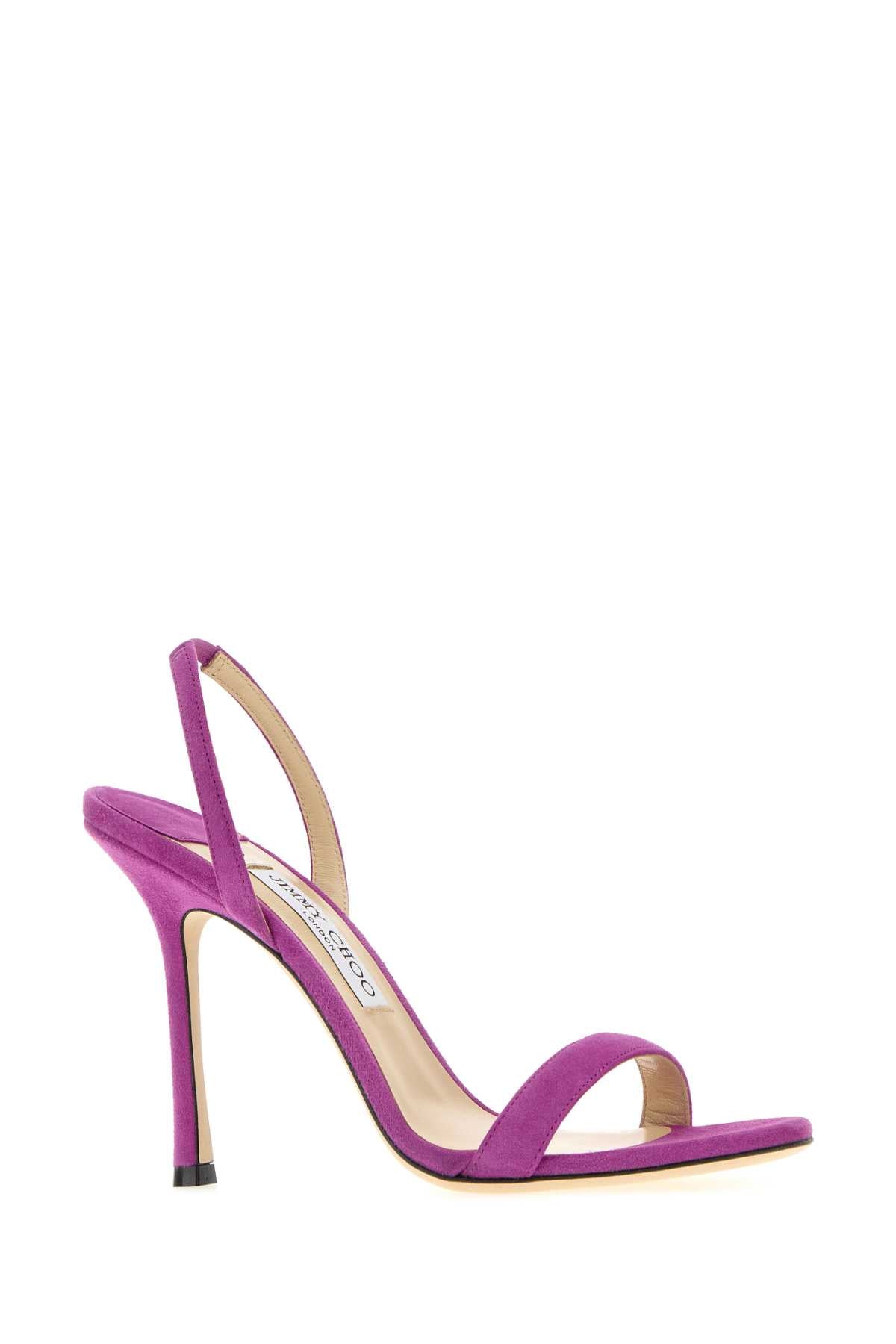 Jimmy Choo Women Tyrian Purple Suede Jenn Sandals JIMMY CHOO