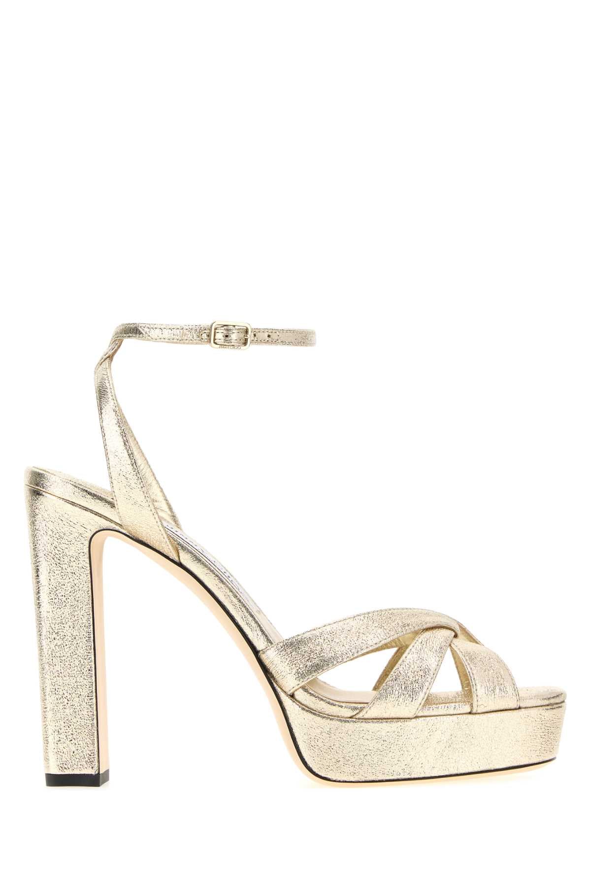 Jimmy Choo Women Gold Fabric Kove 120 Sandals JIMMY CHOO