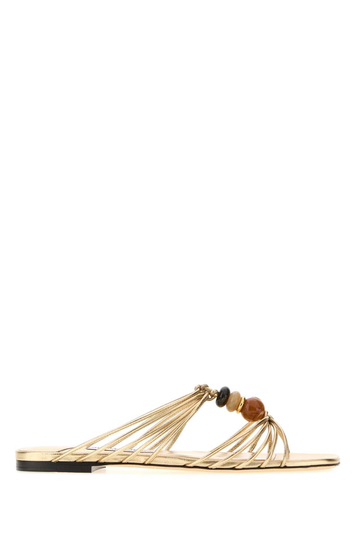Jimmy Choo Women Gold Nappa Leather Lova Slippers JIMMY CHOO