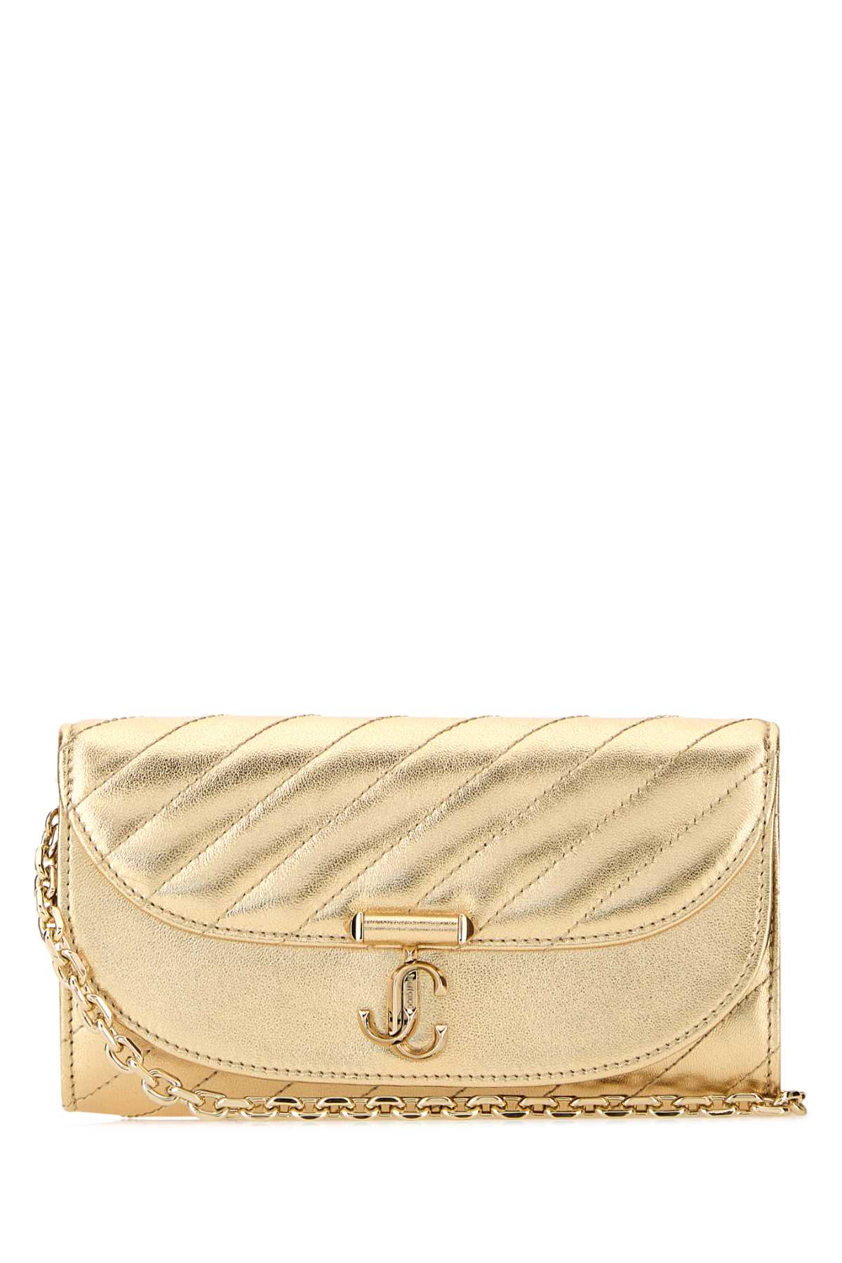 Jimmy Choo Women Gold Leather Avn Curve Clutch JIMMY CHOO