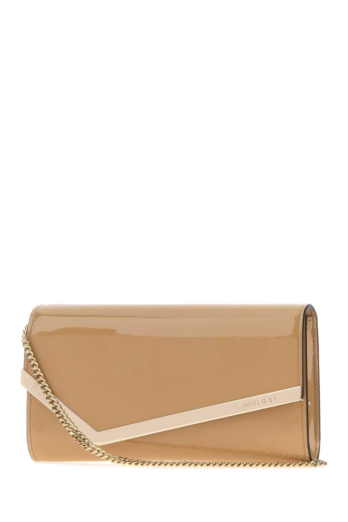 Jimmy Choo Women Beige Leather Emmie Clutch JIMMY CHOO