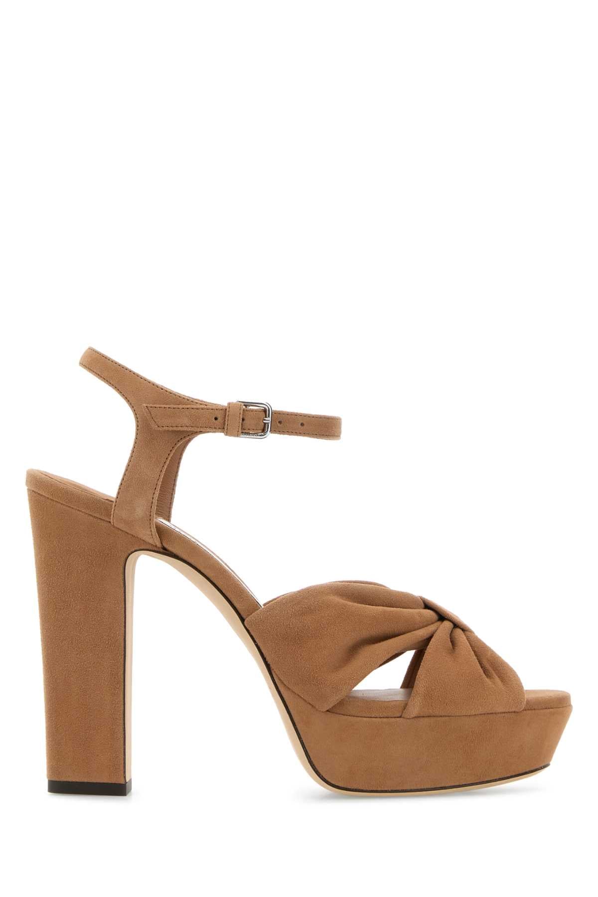 Jimmy Choo Women Camel Suede Heloise 120 Sandals JIMMY CHOO