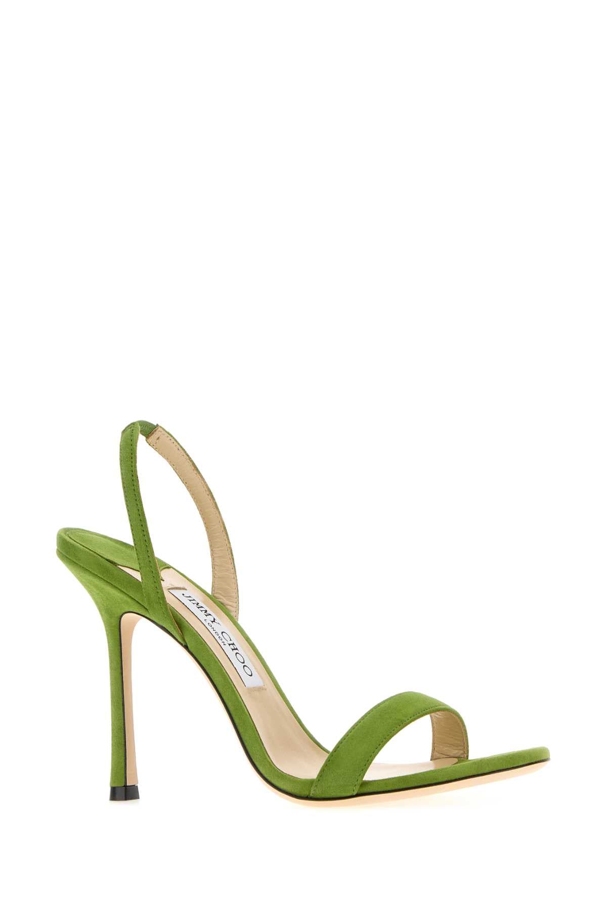 Jimmy Choo Women Pistachio Green Suede Jenn Sandals JIMMY CHOO