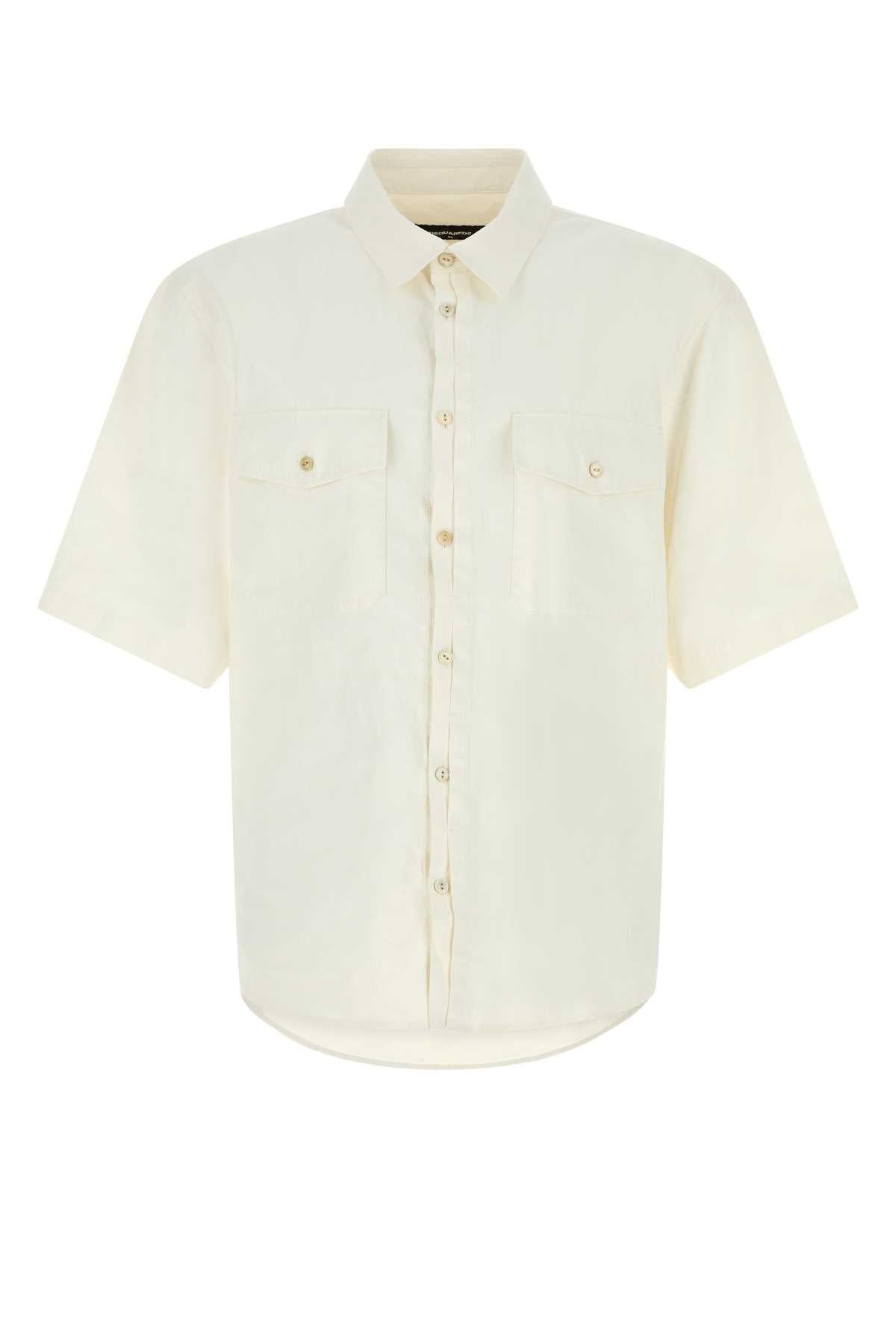 Dsquared Men White Linen Shirt DSQUARED2